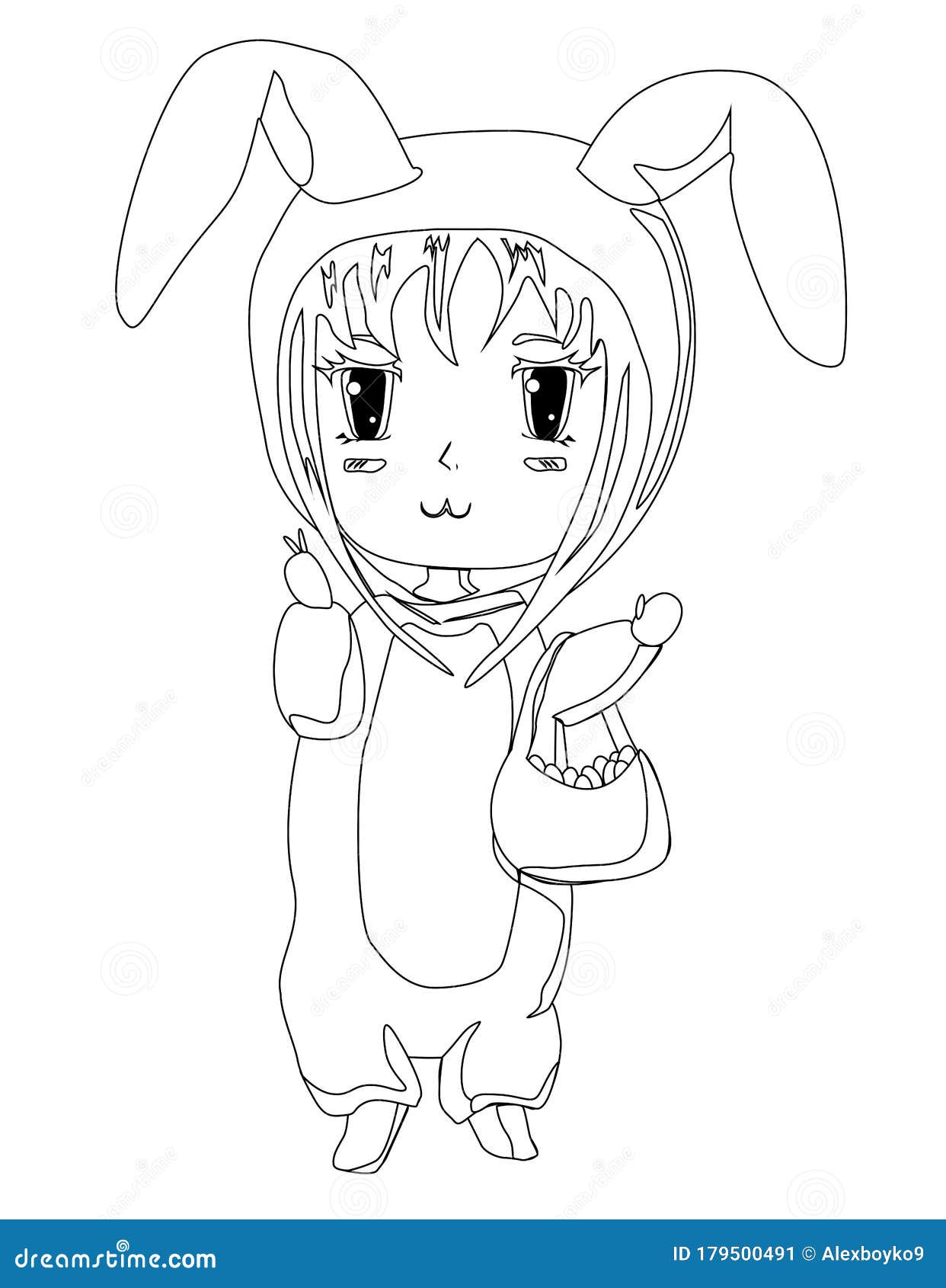 Anime Kids Coloring Pages Anime Girl Outline Sketch Drawing Vector