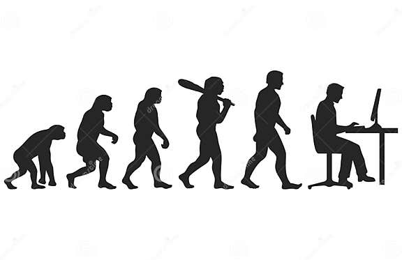 Evolution of Human Worker Silhouette Stock Vector - Illustration of ...