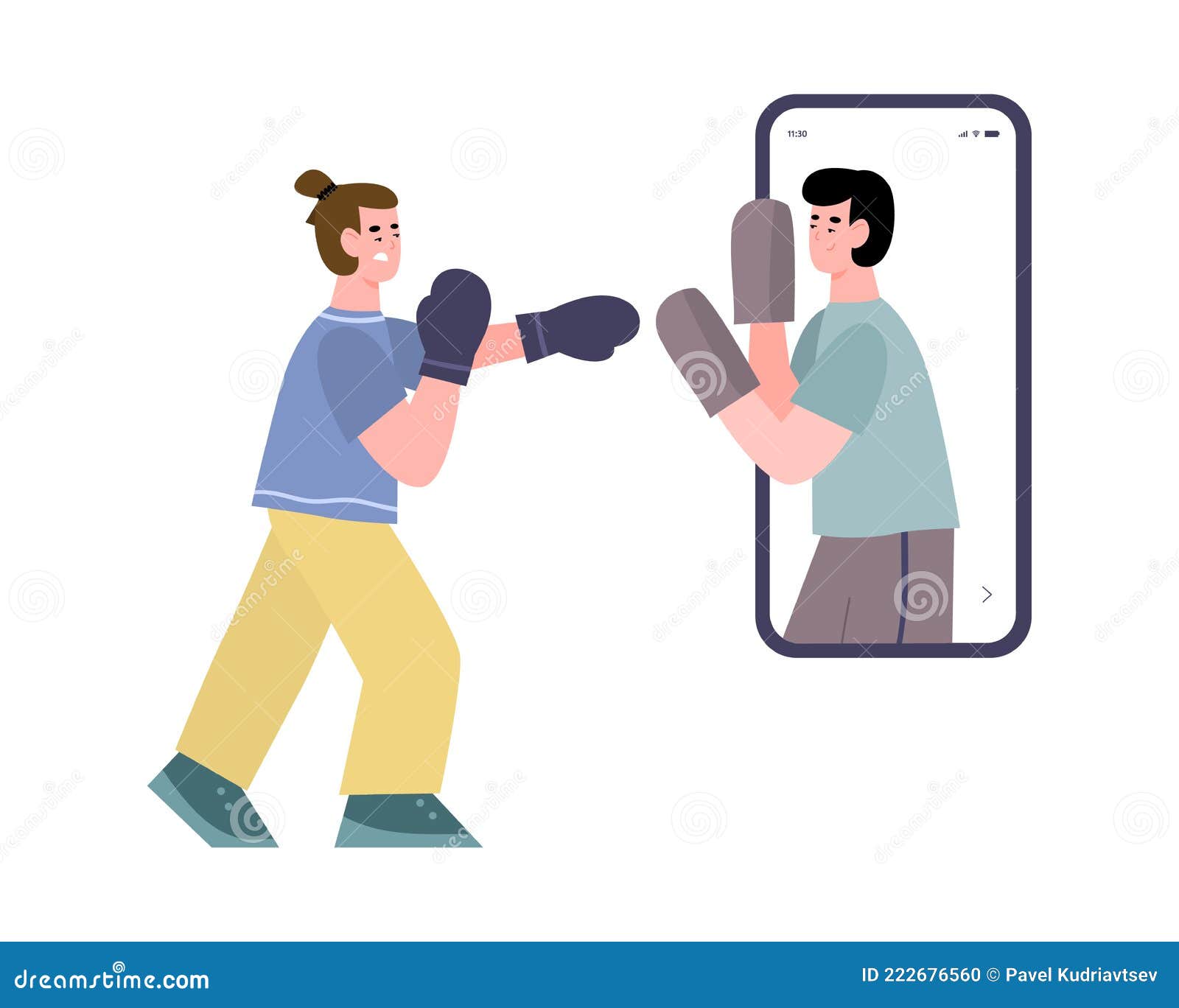 Vector App for Sport Online Workout on Boxing and Physical Exercises for Fighter Stock Vector