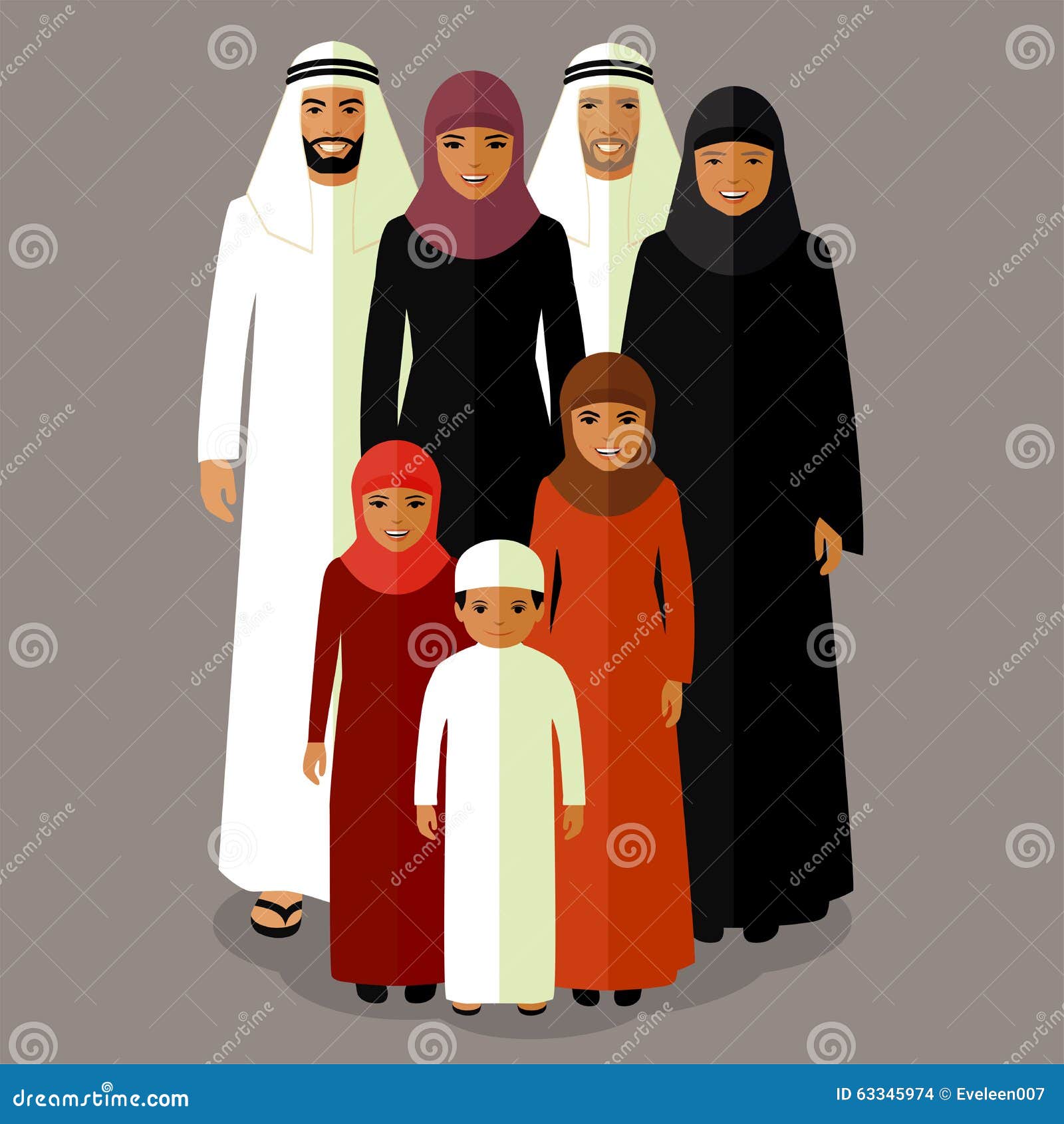 Vector arab family stock vector. Illustration of character 