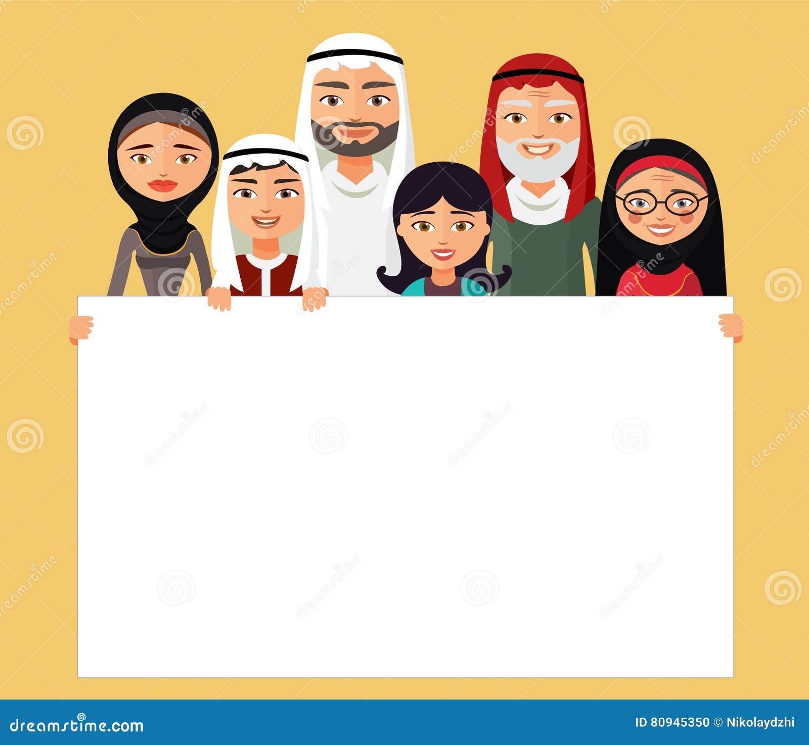 Happy Muslim Family Cartoon Stock Vector Image 45749868