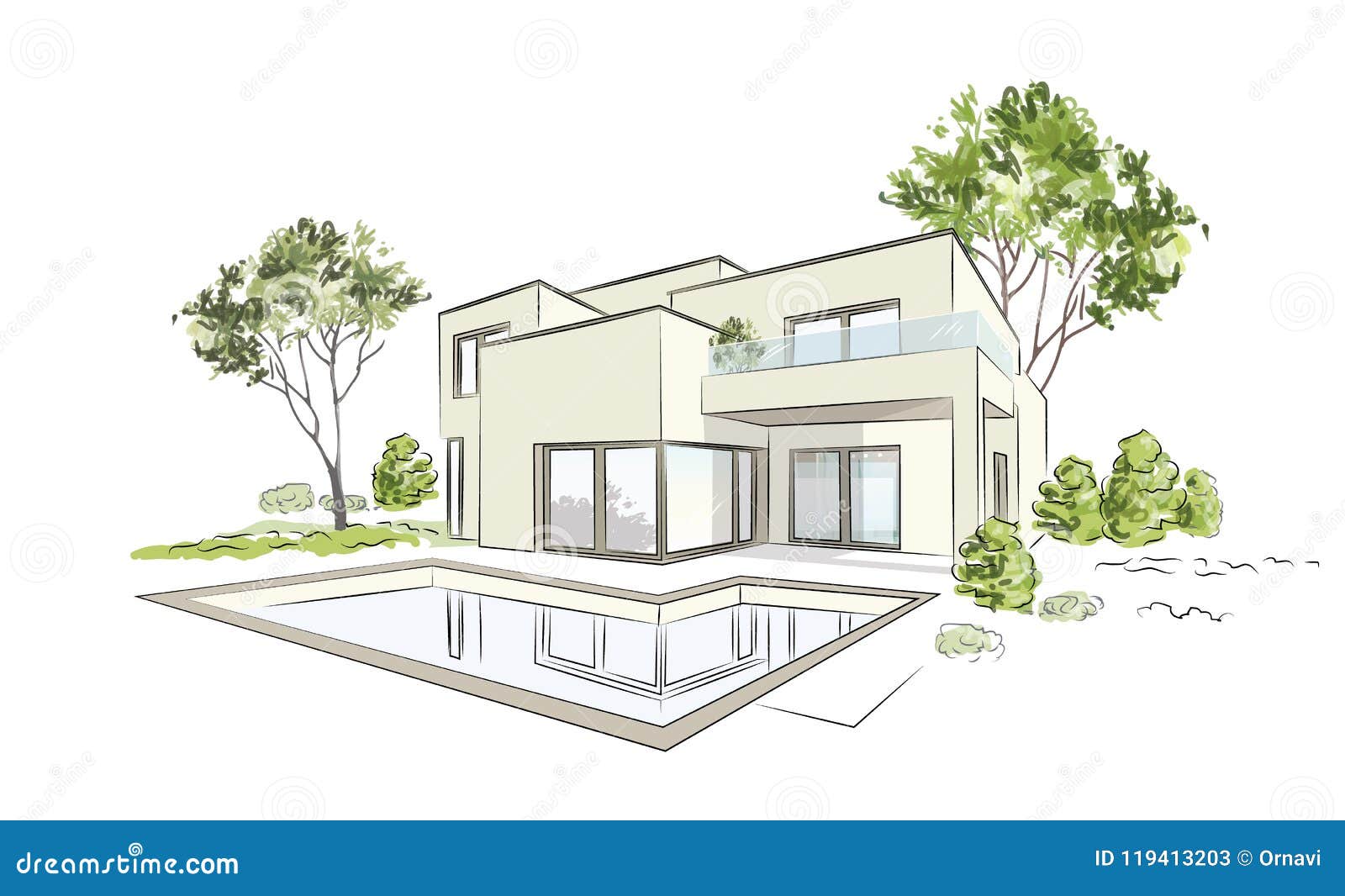 Isolated sketch of a modern house Stock Vector Image  Art  Alamy