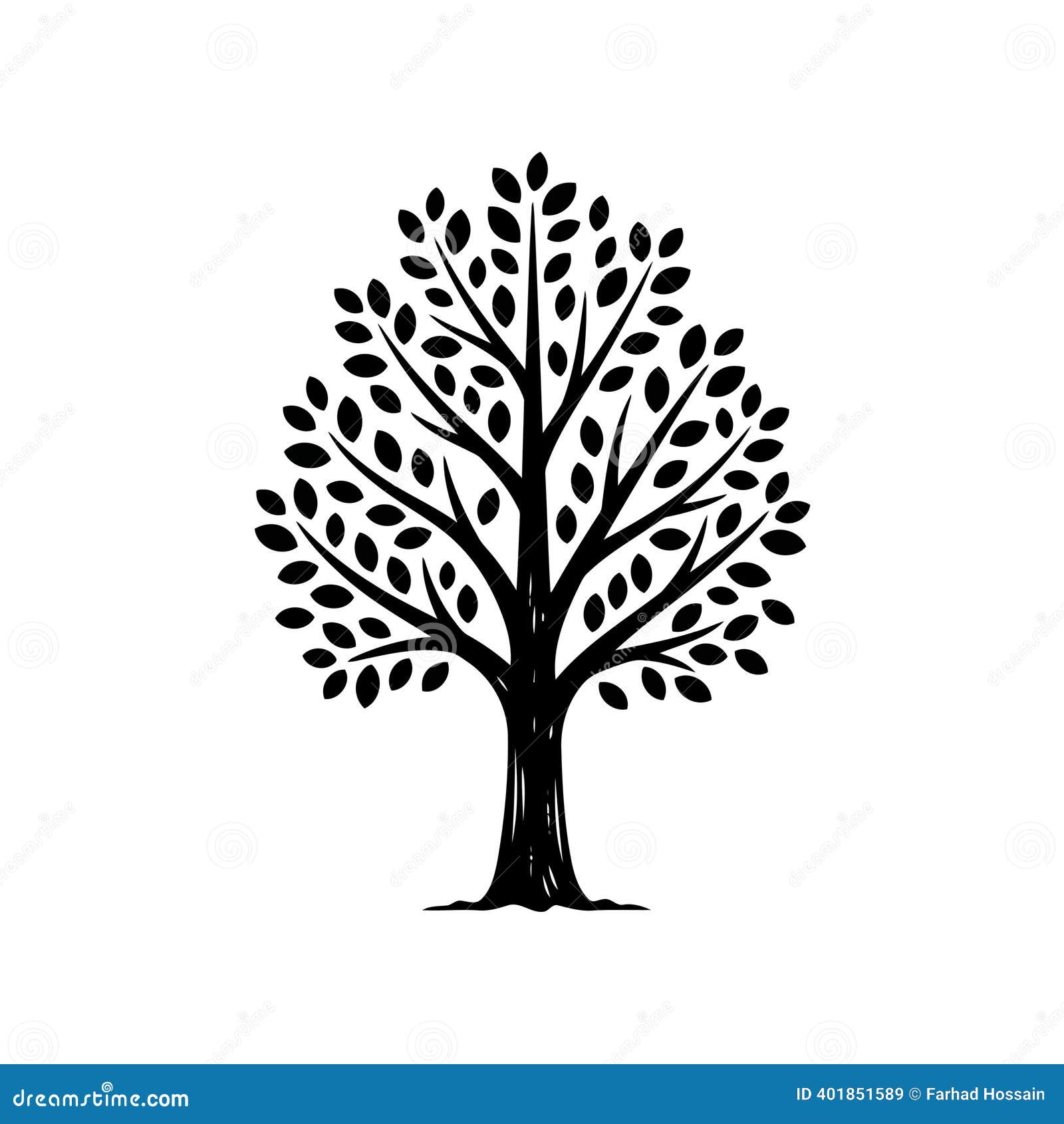 Vector Art of Black and White Illustration of a Tree with Leaves, ,  Representing Nature, Growth, and the Environment Stock Vector -  Illustration of natural, graphic: 401851589, image size:1600x1690