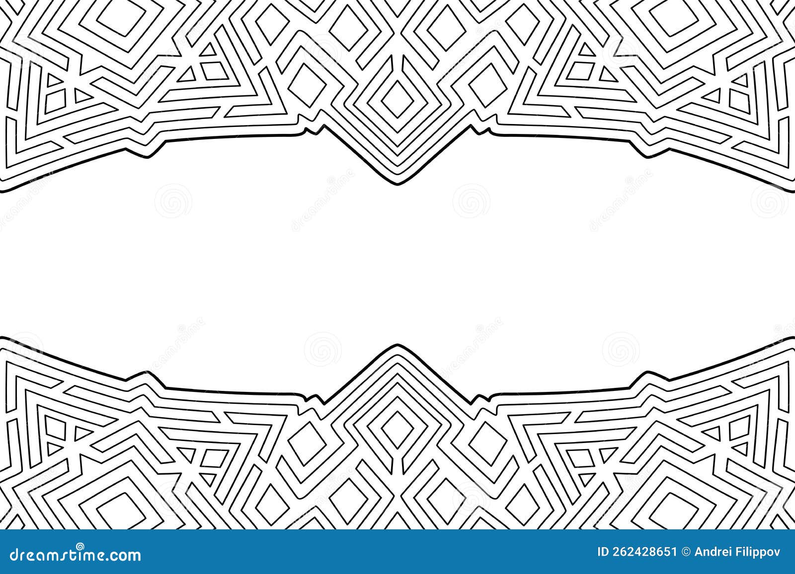 Vector Art for Coloring Book with Geometric Border Stock Vector