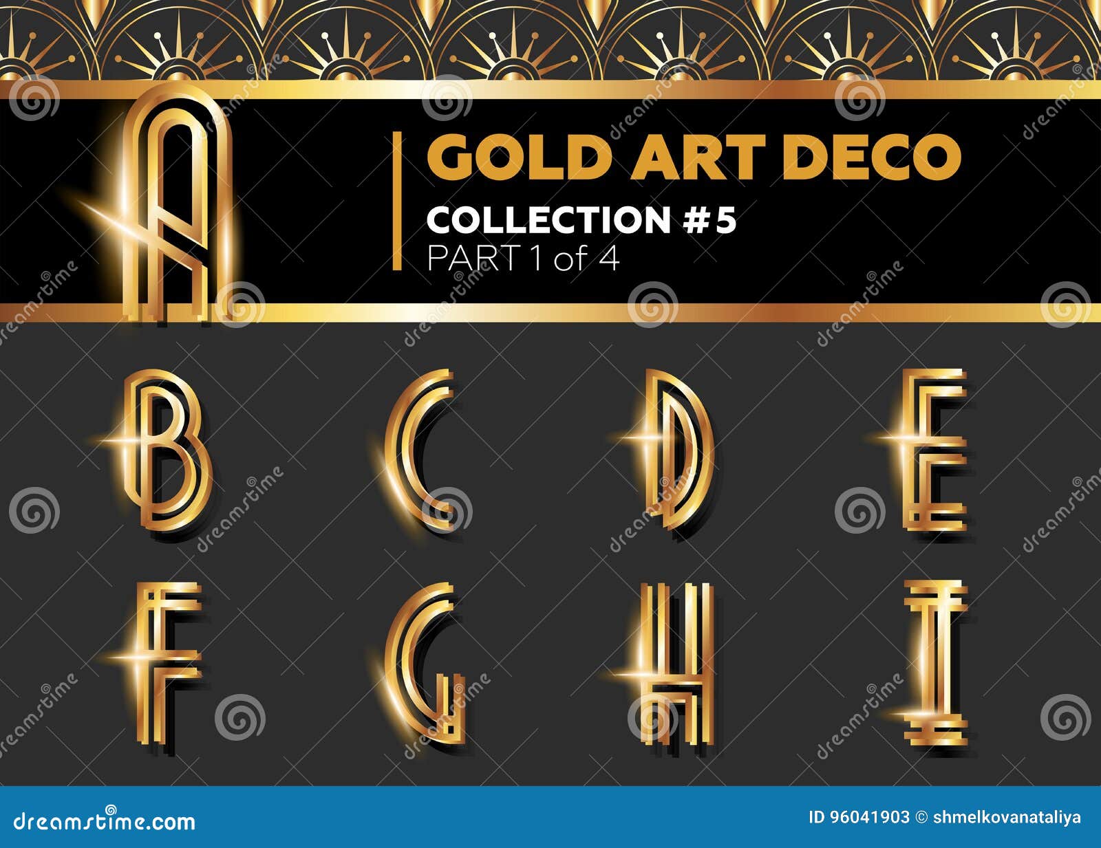  art deco 3d font. shining gold retro alphabet. gatsby sty