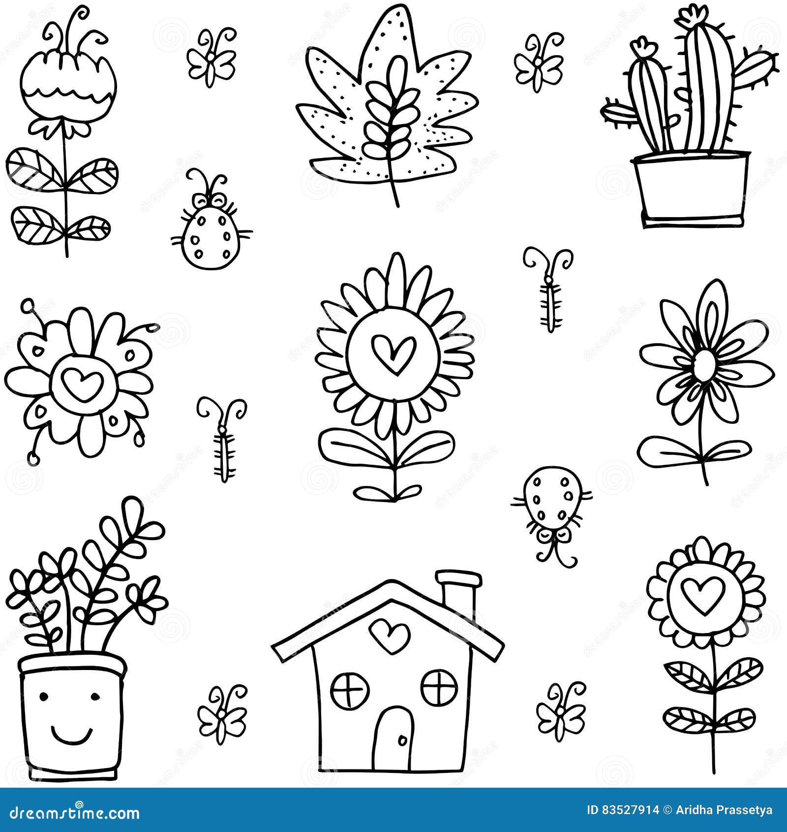 Vector Art of Flower Set Spring Doodles Stock Vector - Illustration of