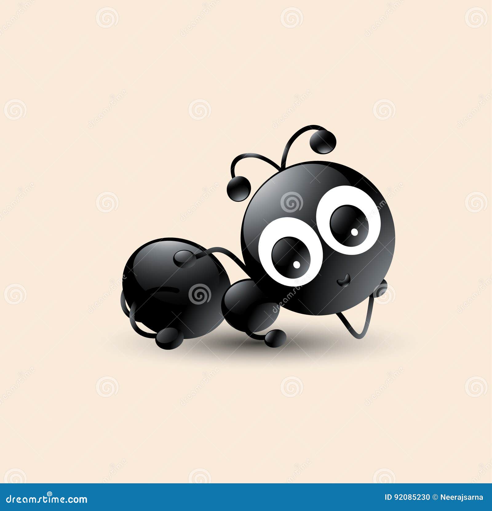 Vector Art of Funny / Cute Black Ant Cartoon Stock Vector - Illustration of  devotion, funny: 92085230