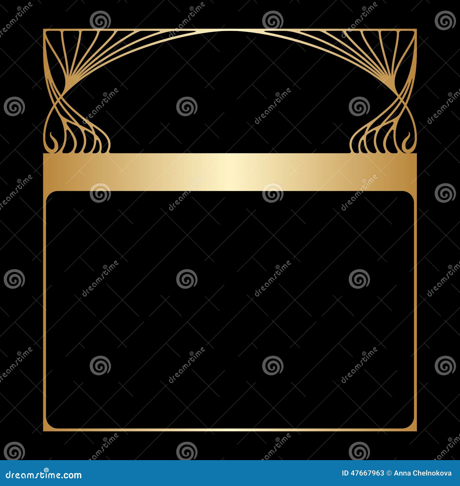 Vector Art Nouveau Gold Frame. Stock Vector Illustration of ornament