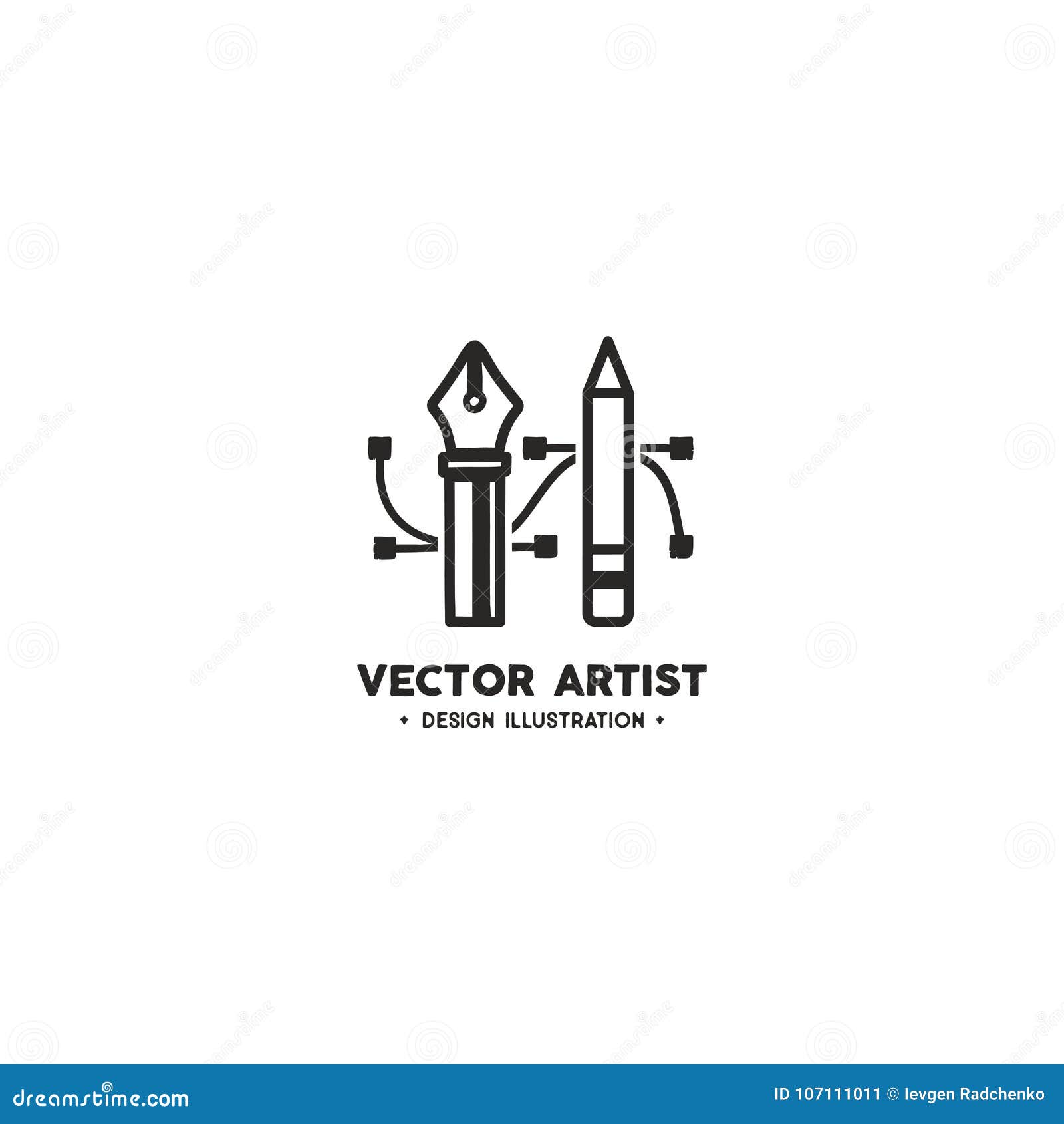 Vector Artist Logo Template. Pencil and Pen Tool. Drawing Tools. Badge ...