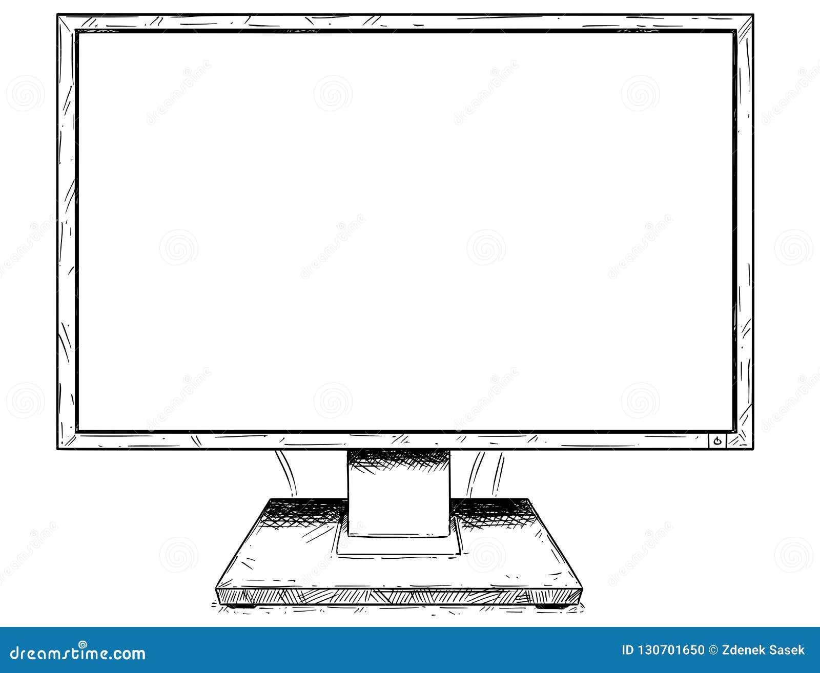 Vector Artistic Drawing Illustration Of Computer Lcd Display As