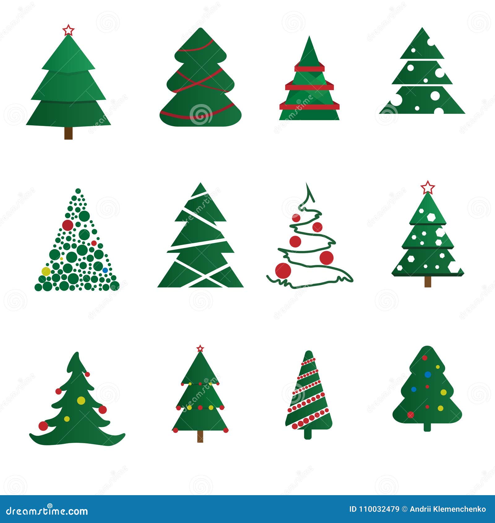 Vector As árvores De Natal Decoradas Com As Bolas E As Estrelas, Isoladas  Em Um Fundo Branco Conceito Dos Feriados De Inverno Ilustração do Vetor -  Ilustração de conceito, artesanal: 110032479