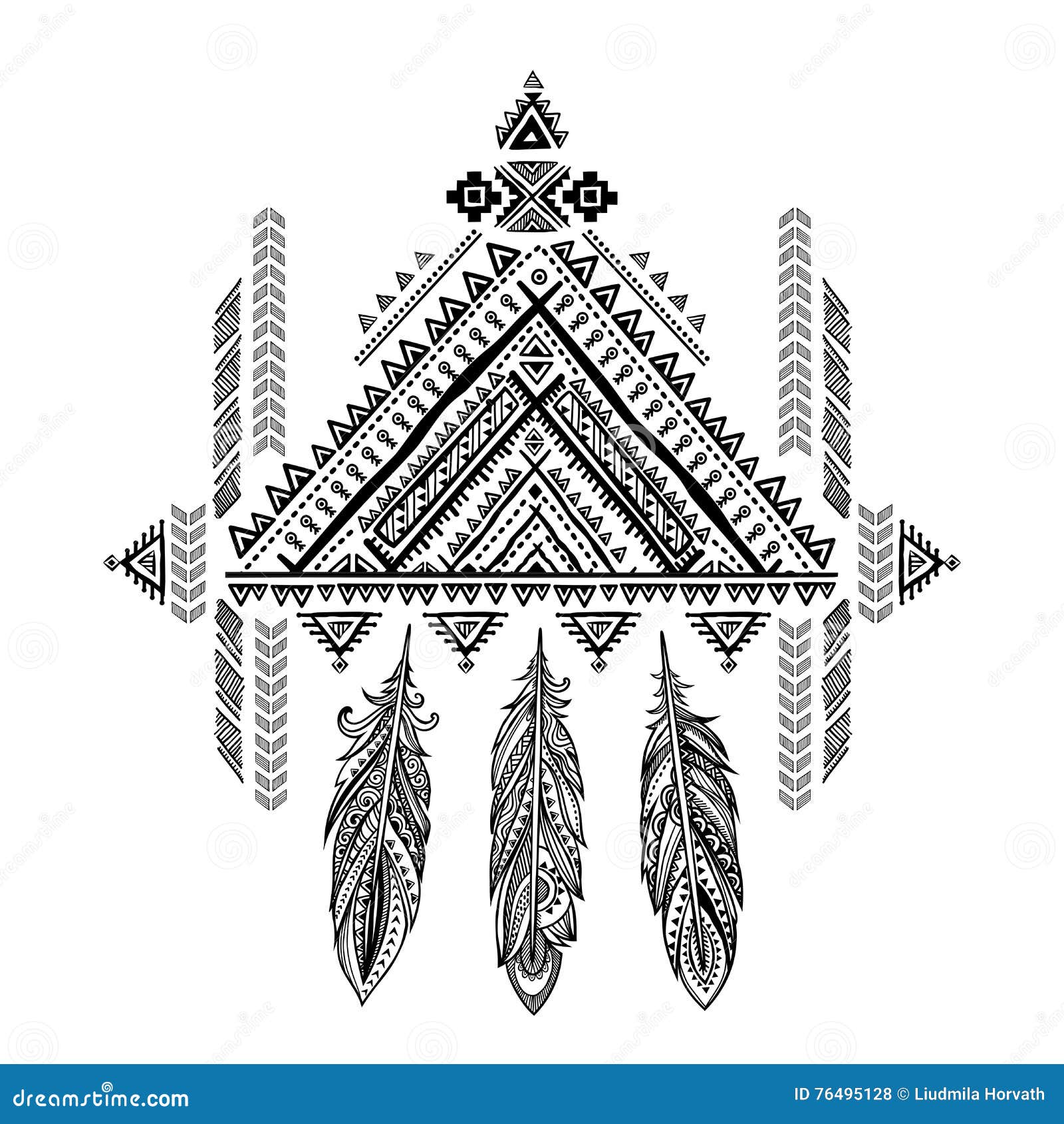 Hand drawn dream catcher collection in traditional boho style Magic tribal  indian tattoo Aztec print Bohemian feathers Stock Vector  Adobe Stock
