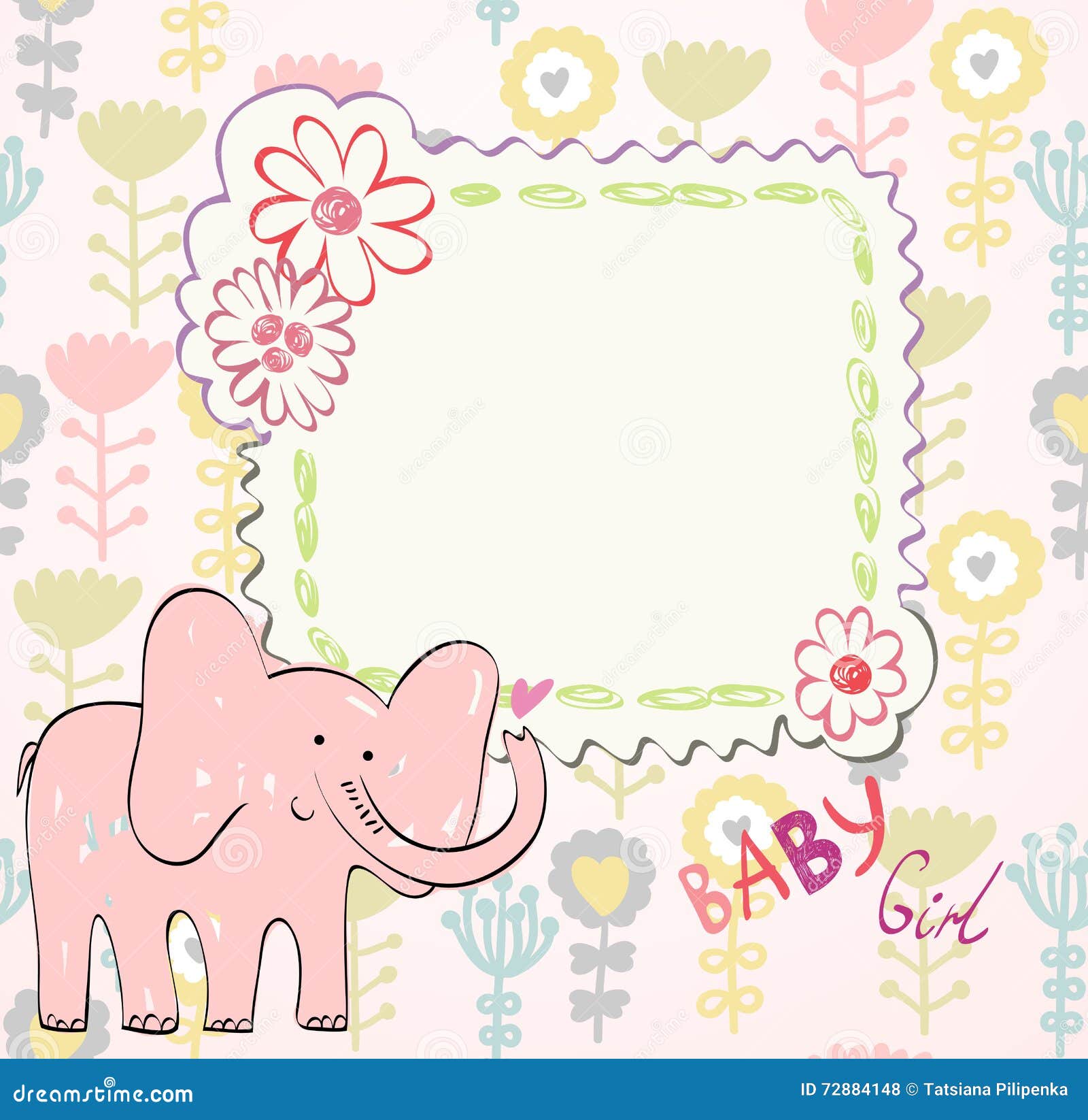 Newborn Baby Girl Desktop Picture Frame Pink Elephant 