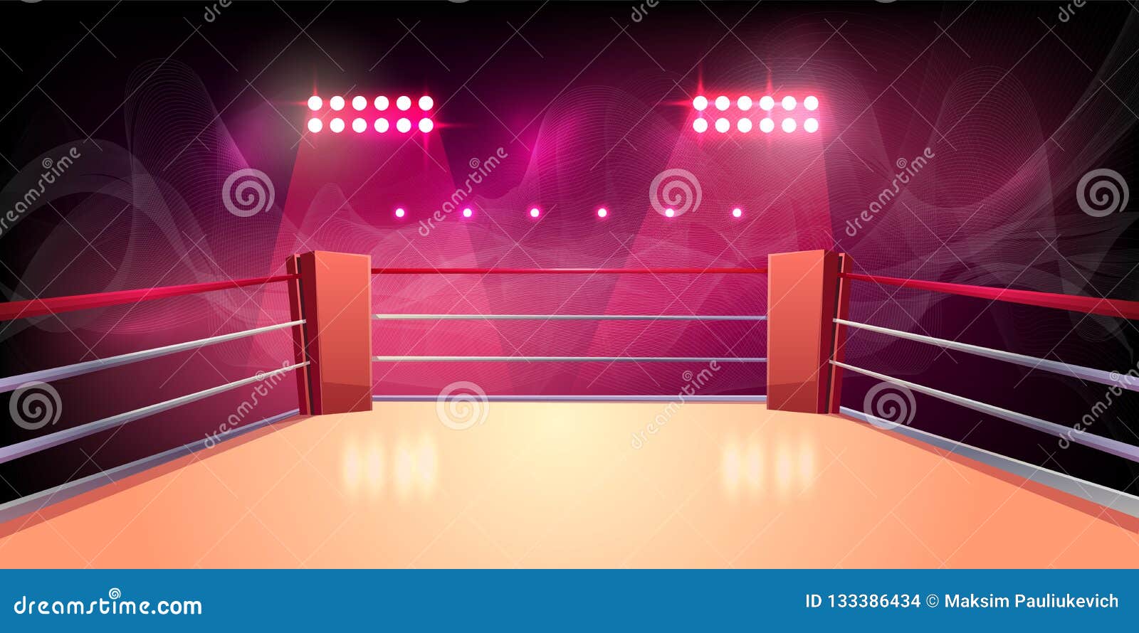  background of boxing ring, illuminated arena