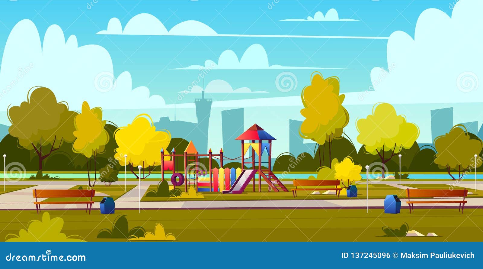  background of cartoon playground in park