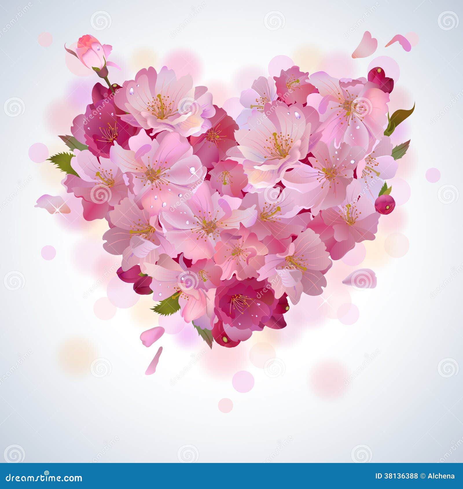 Vector Background with Cherry Petal Heart Stock Vector Illustration of congratulation, heart
