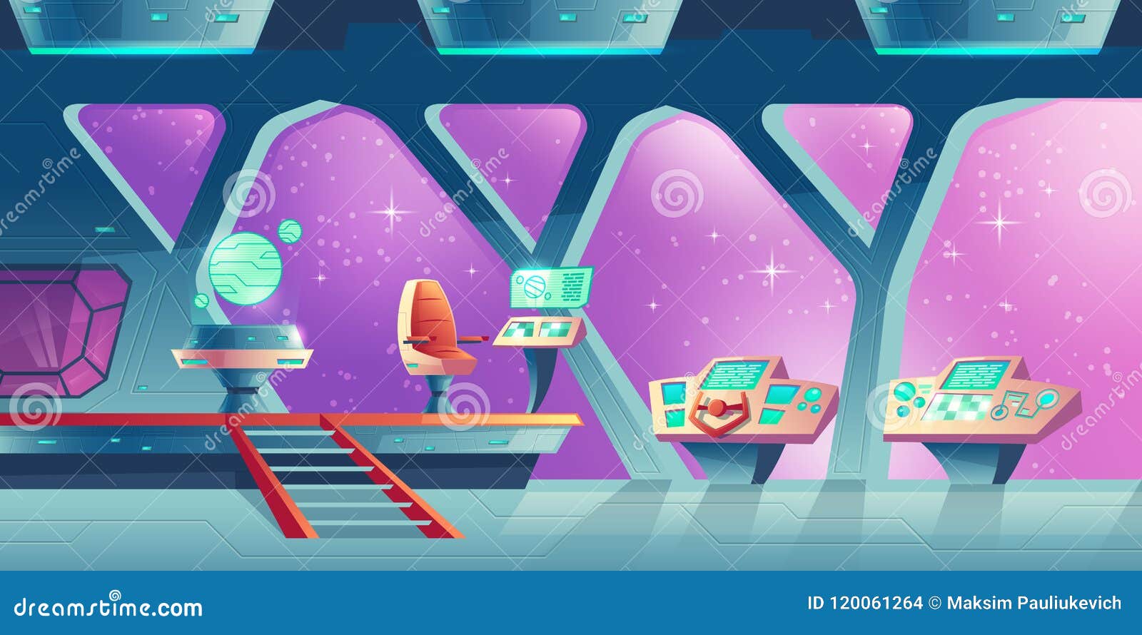Vector Background With Interior Of Spaceship Stock Vector