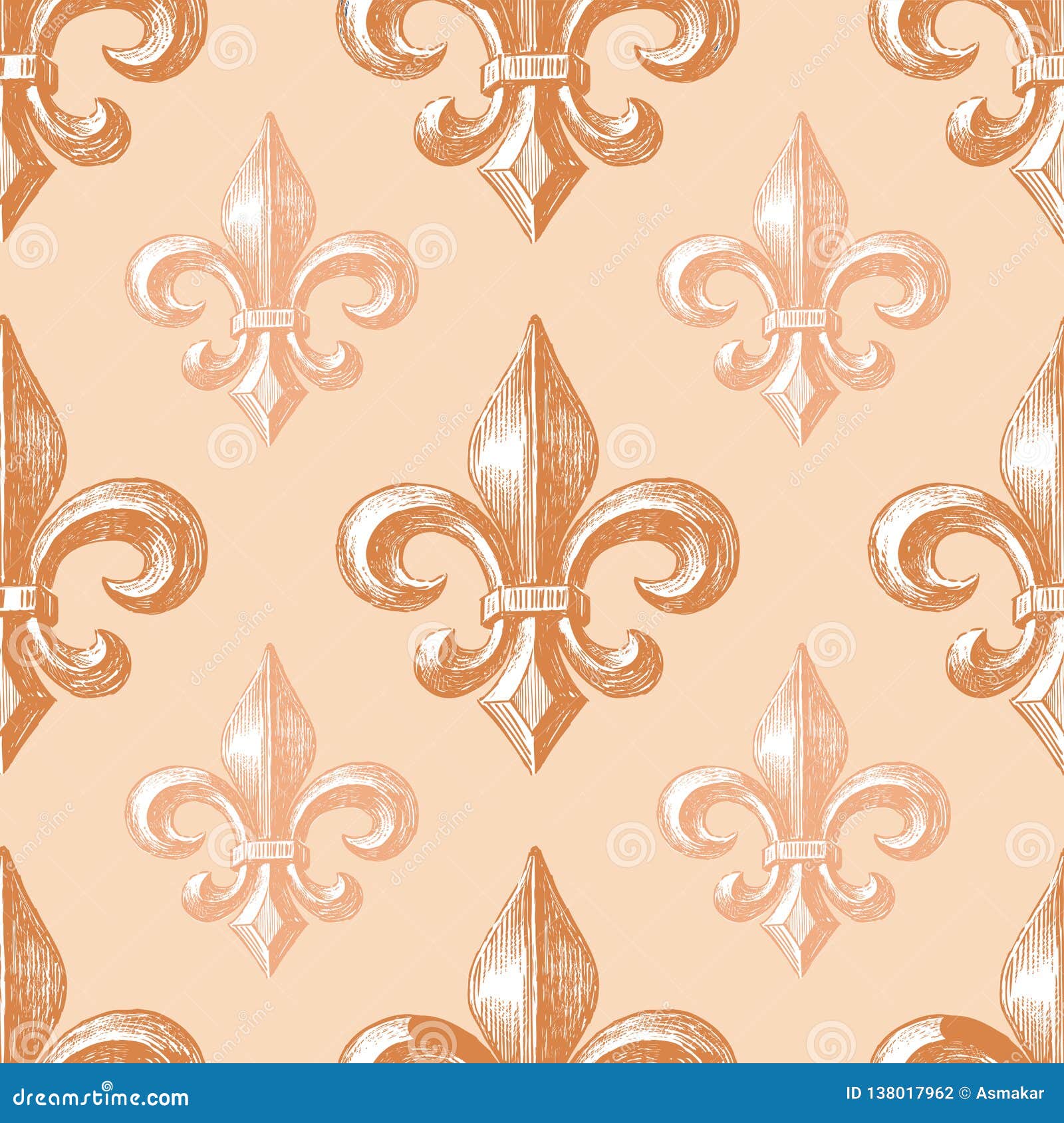Seamless Pattern Of The Medieval French Lilies Stock Vector Illustration Of Graphic Decorative 138017962