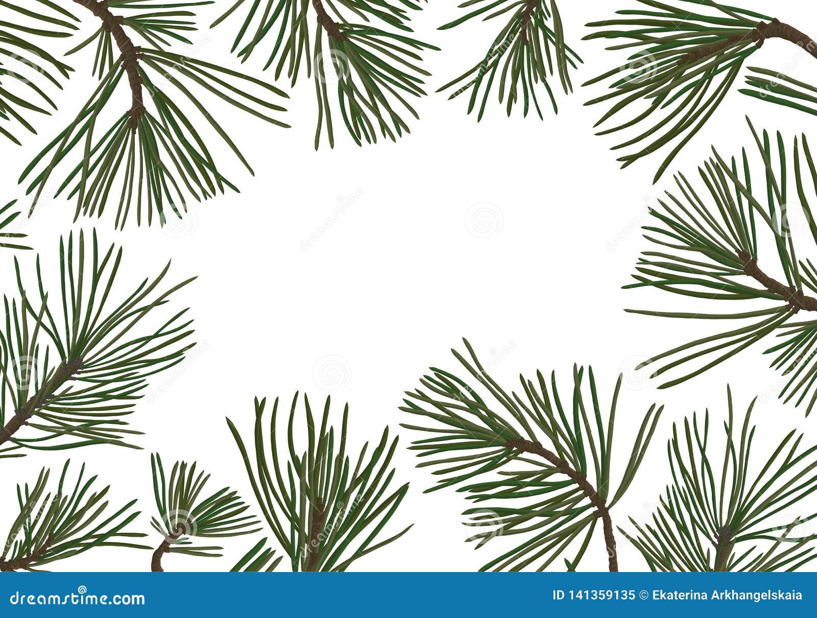 Pine Branches with Green Needles Stock Vector - Illustration of template,  decoration: 141359135