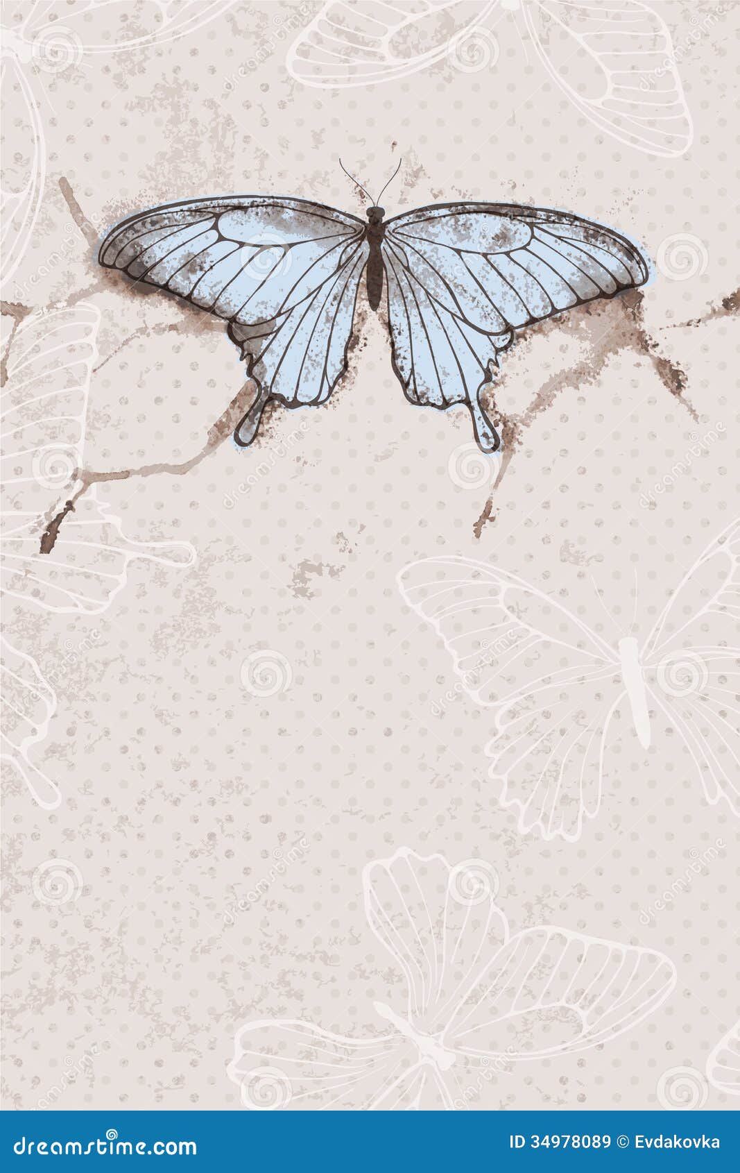 Vector Background With Watercolor Butterfly Royalty Free ...