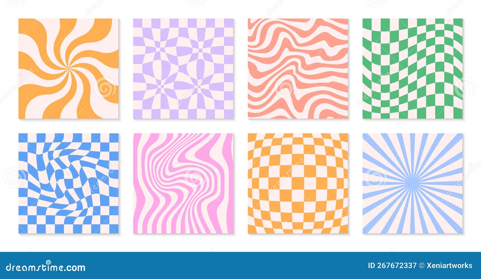 Vector Backgrounds in Groovy Aesthetic.Abstract Templates in Y2k Style ...