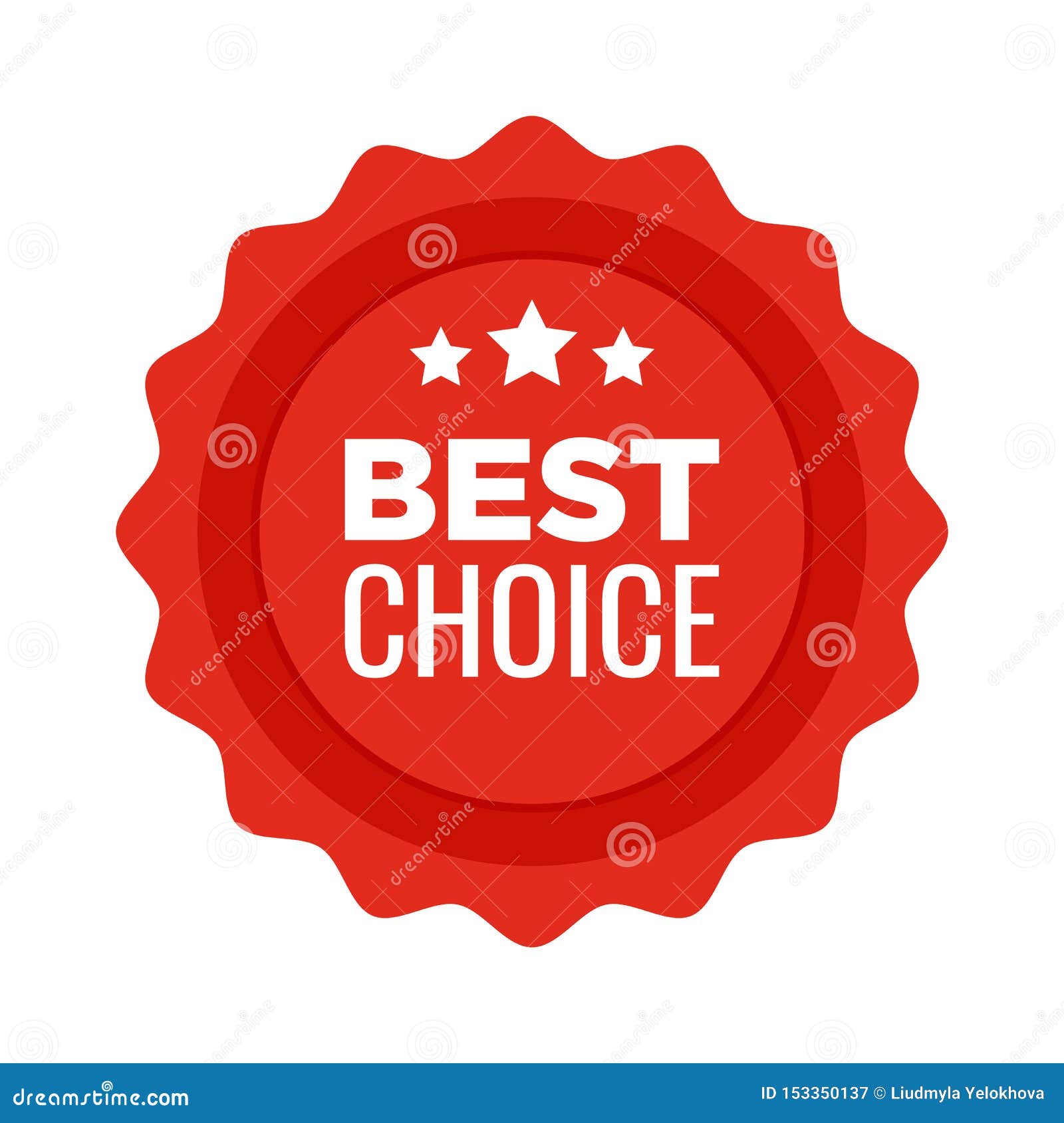Vector Badge with Best Choice Title Text in Red Color Stock