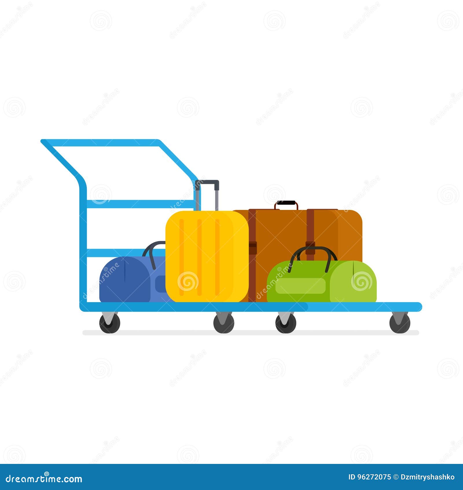 Vector baggage trolley stock vector. Illustration of packing 96272075