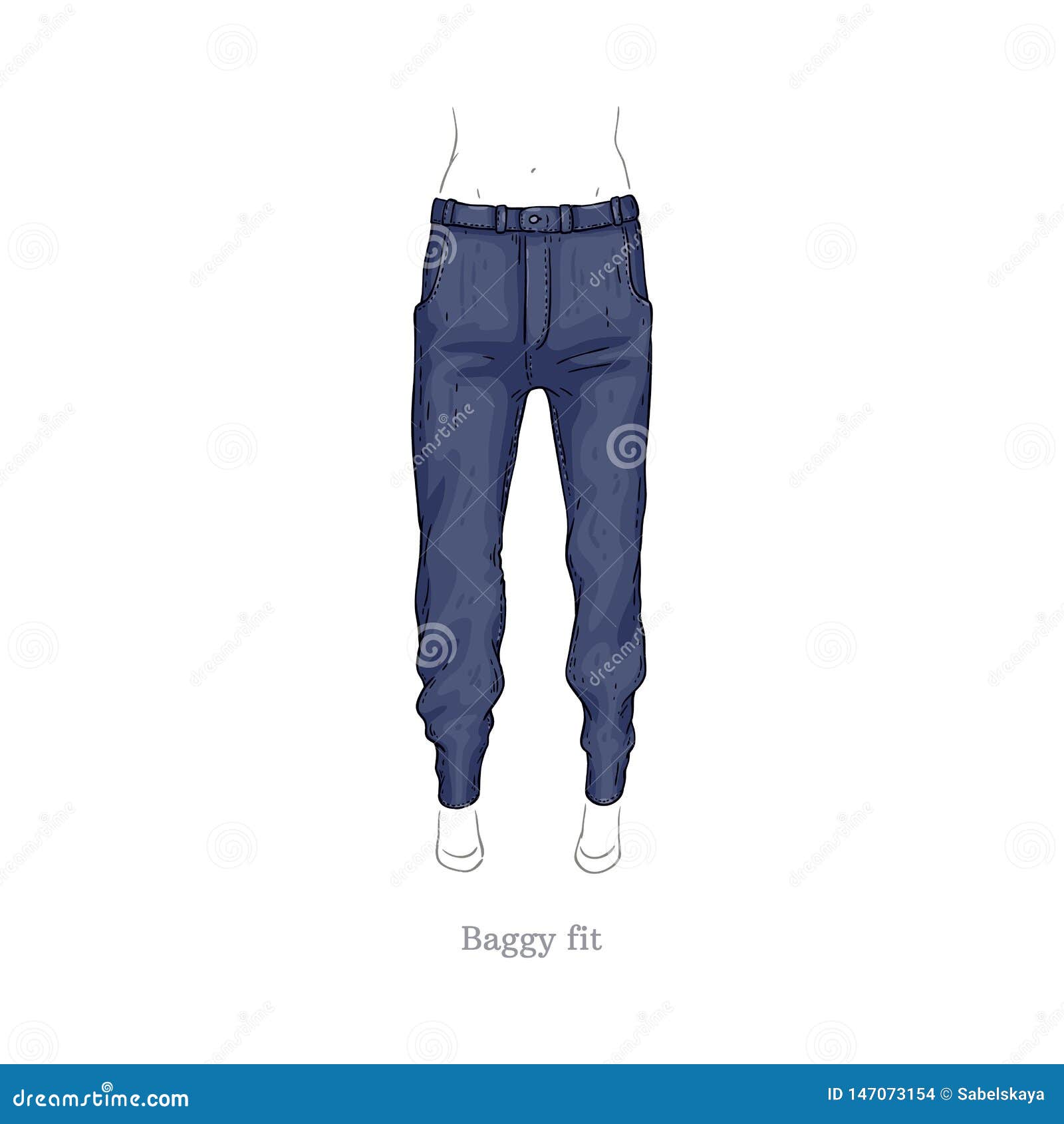 Vector Baggy Fit Style Jeans, Female Denim Pants Stock Vector ...