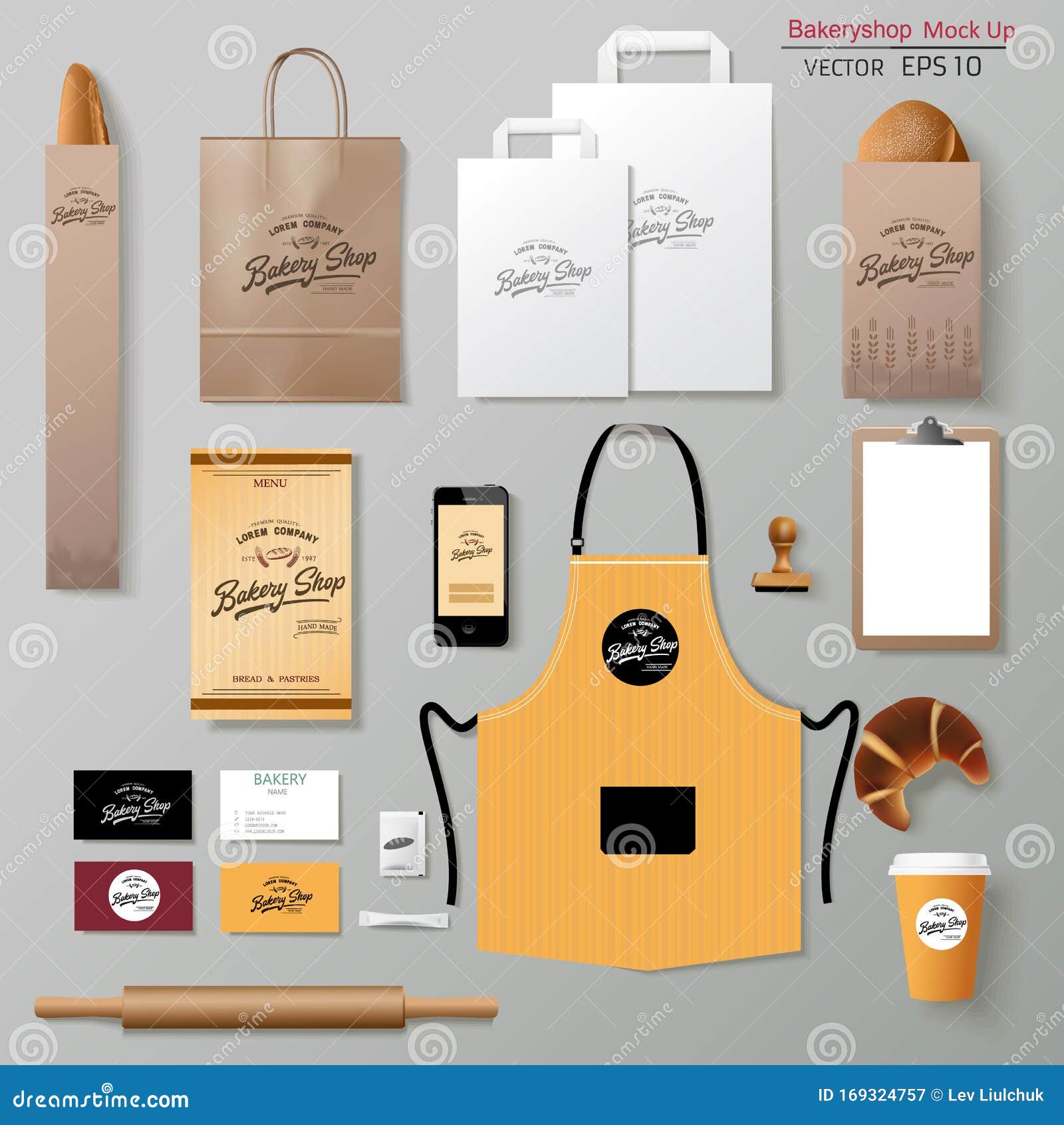 Download Vector Bakery Corporate Branding Identity Template Design Set Stock Illustration Illustration Of Croissant Brand 169324757