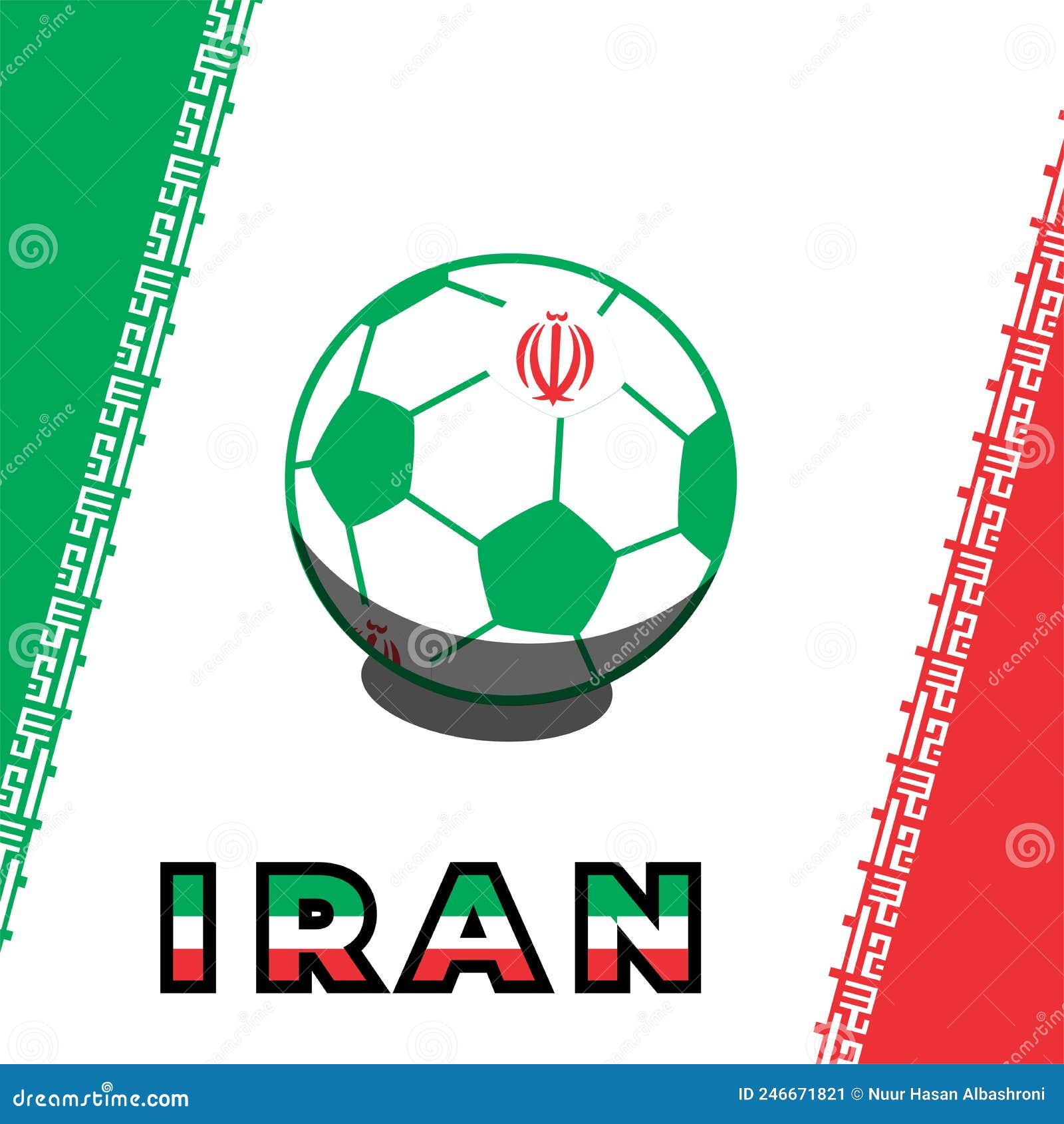 Vector Ball Background with Iran Flag, Vector Illustration and Text ...