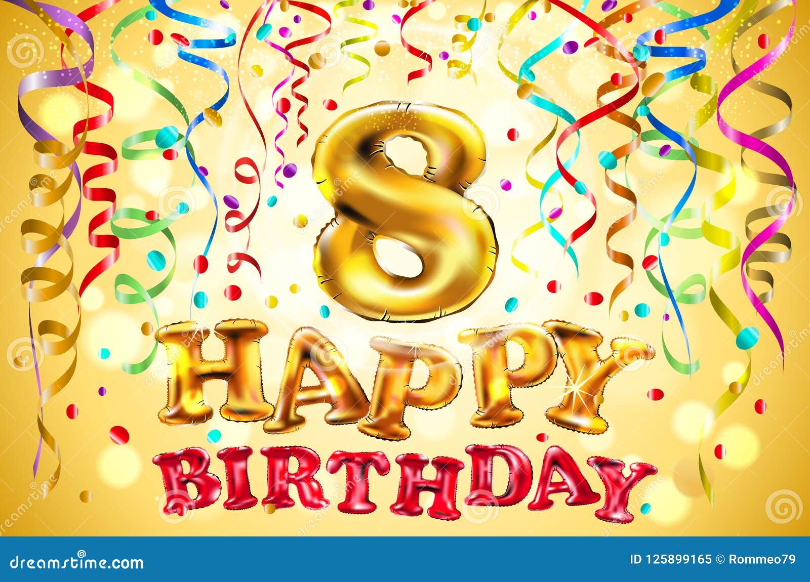 Vector Balloon Happy Birthday Eight Years. 8 Colorful Festive ...