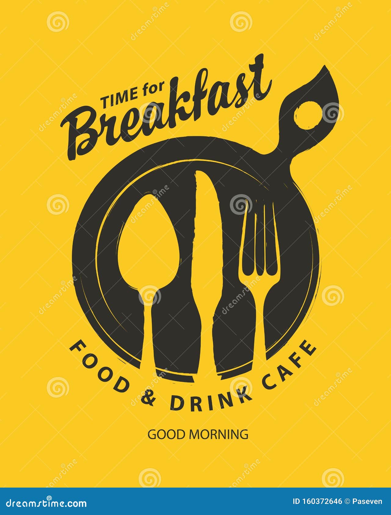  banner for breakfast time with cutlery