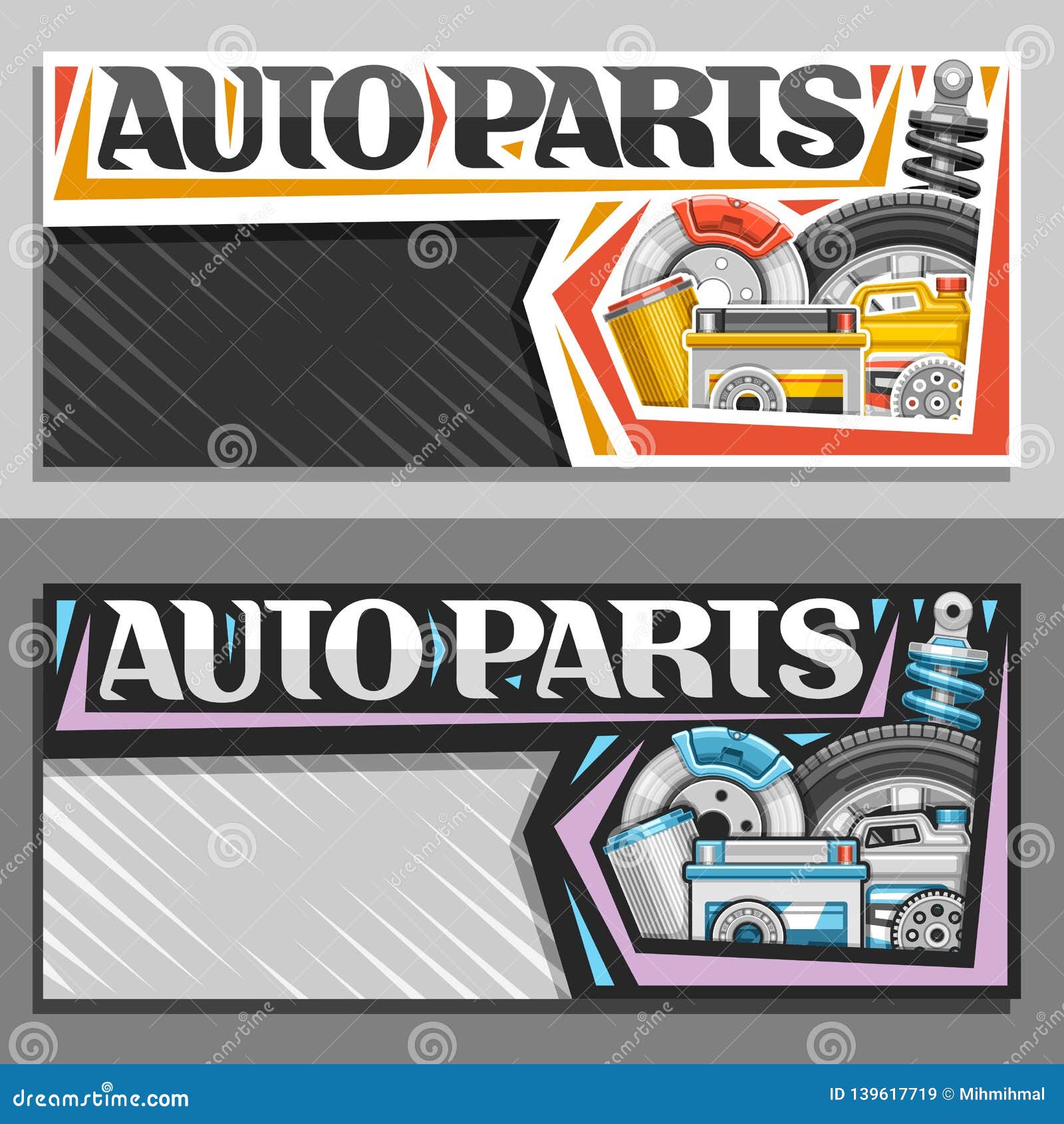 Vector Banners for Auto Parts Store Stock Vector - Illustration of