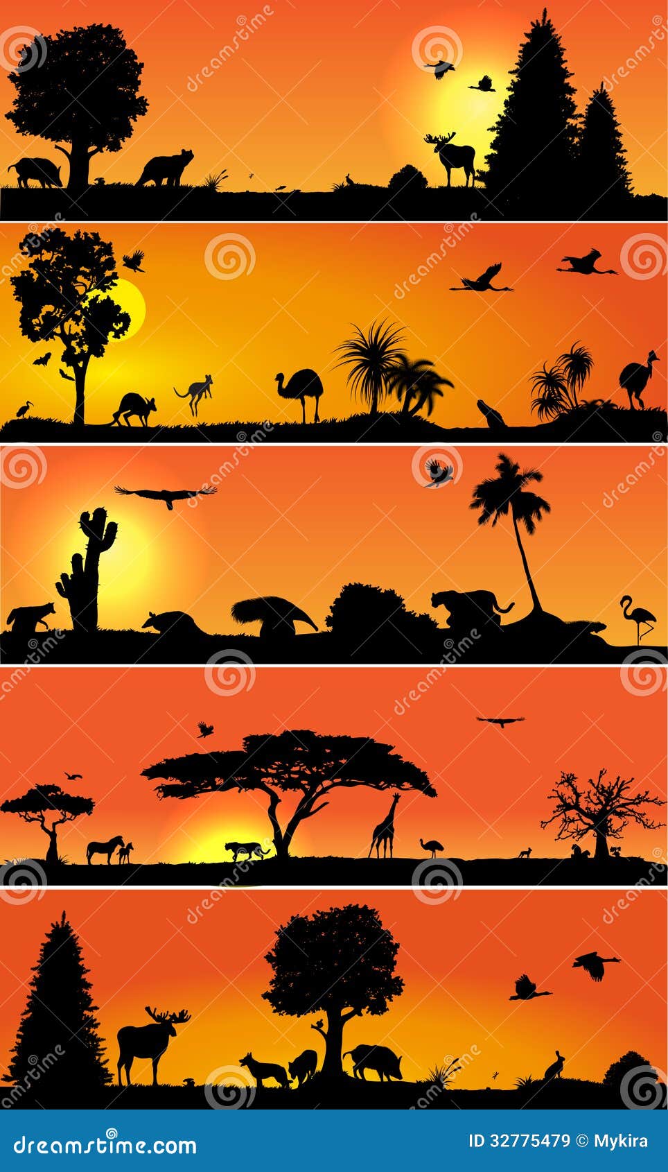  banners with wold fauna and flora