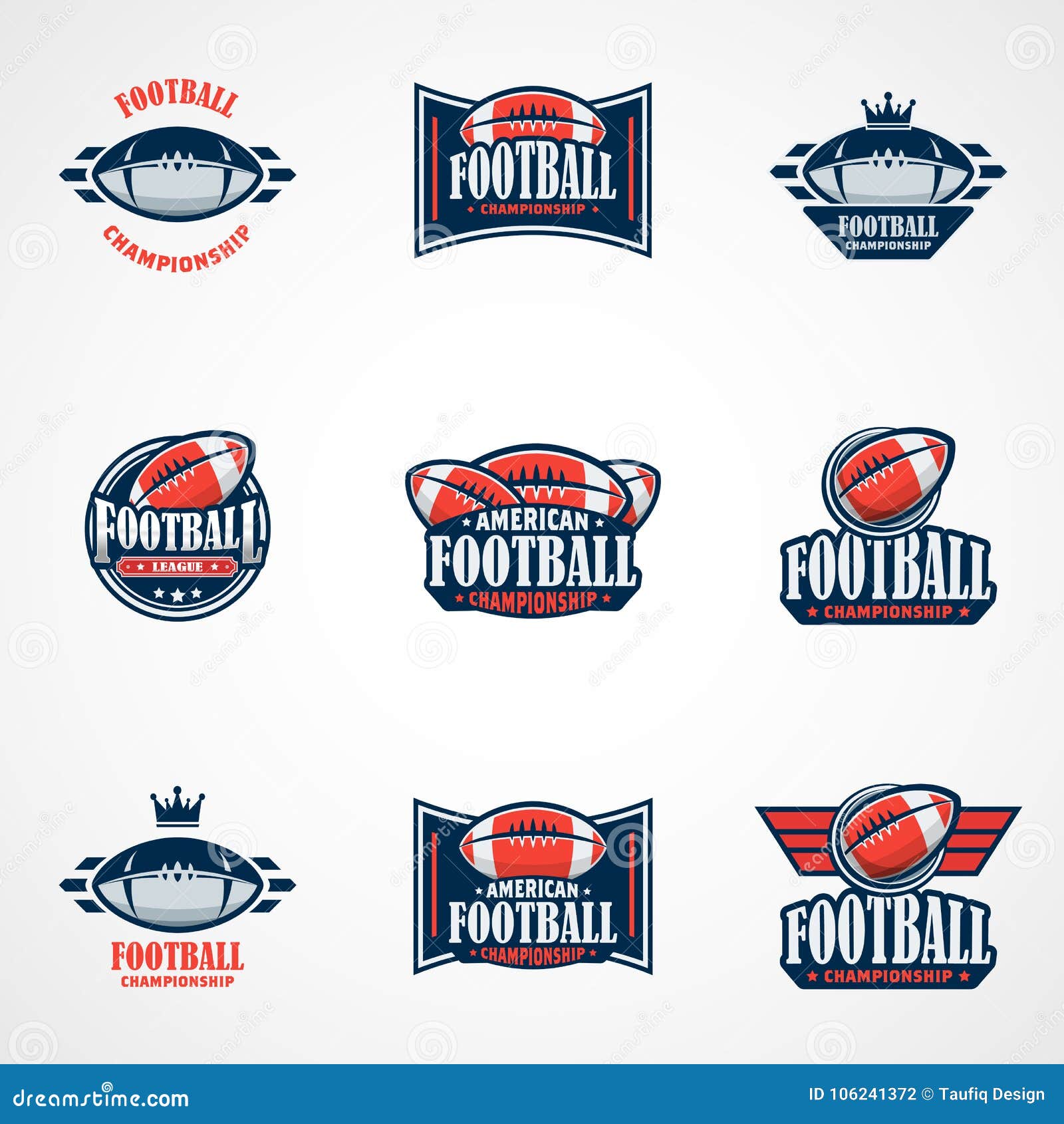 Set Of American Football Logo Template Vector College Logos Ill Stock Vector Illustration Of Background Creative 106241372