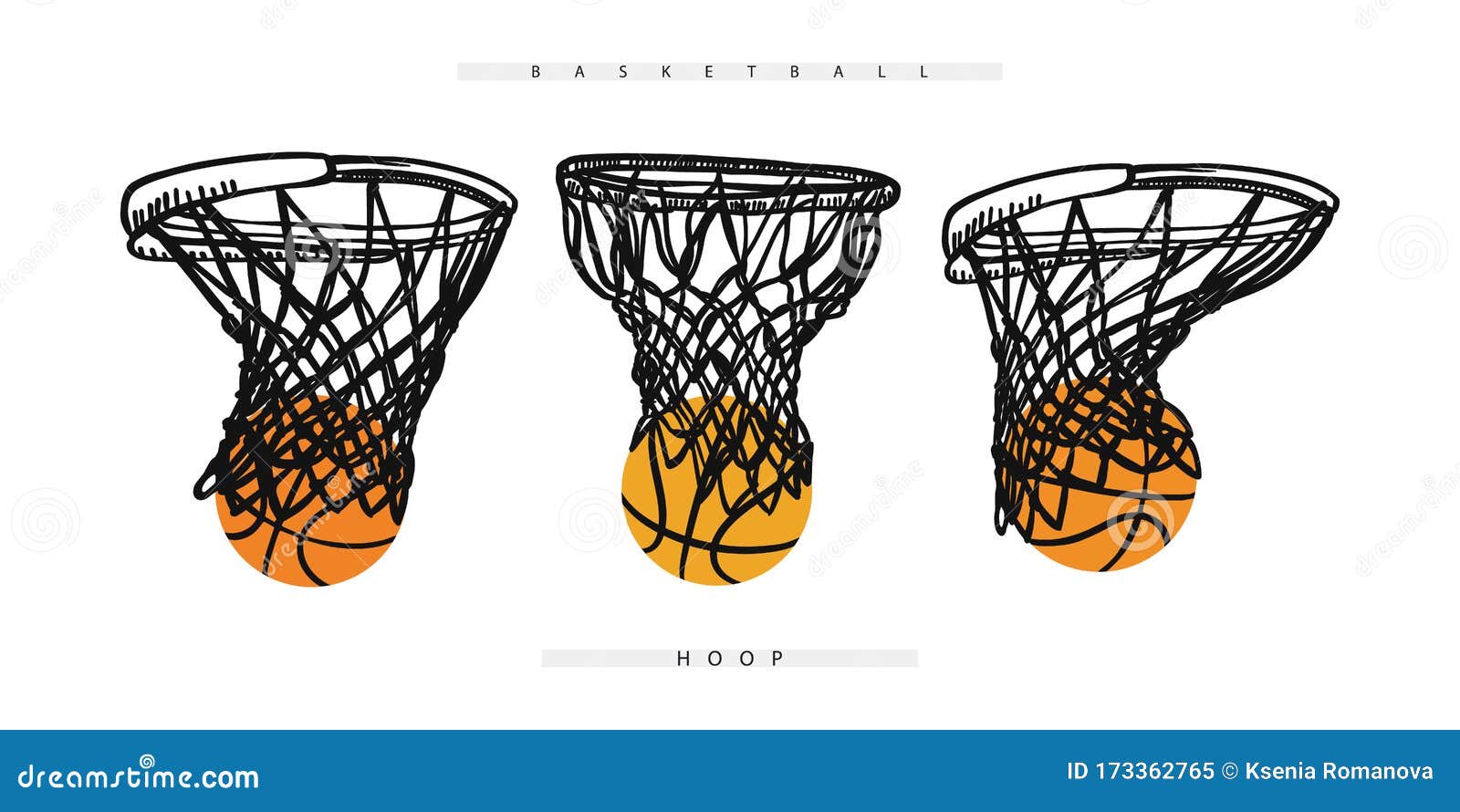 Vector Basketball Hoop with the Ball. Collection of Sports