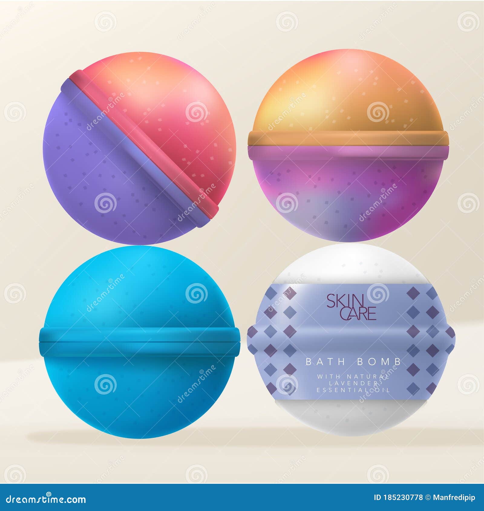 Download Vector Bath Bombs Or Bath Fizzers With Diamond Pattern Printed Shrink Wrap Stock Vector Illustration Of Aromatherapy Ball 185230778