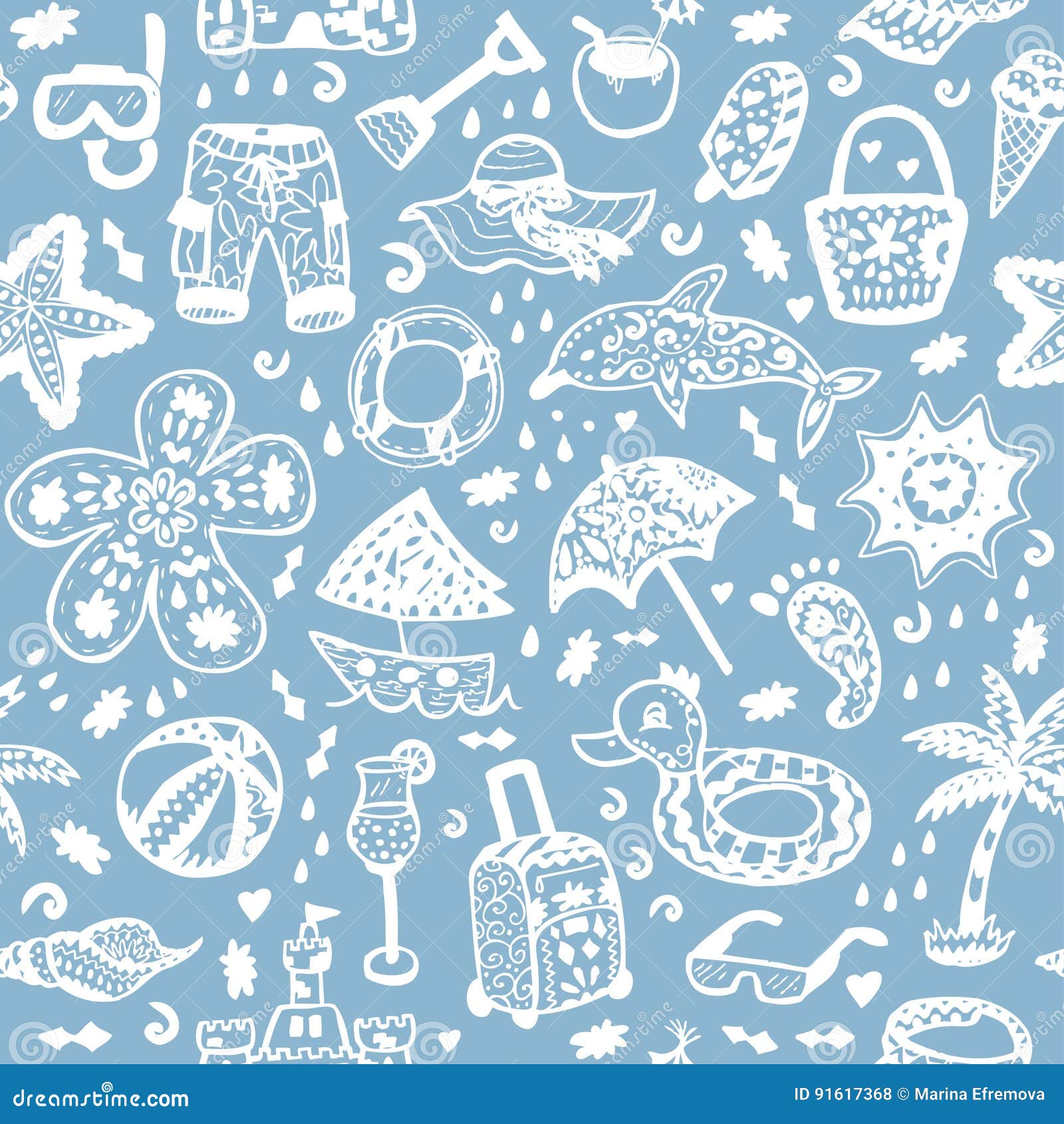 Vector Beach Pattern for Summer. Stock Vector Illustration of design