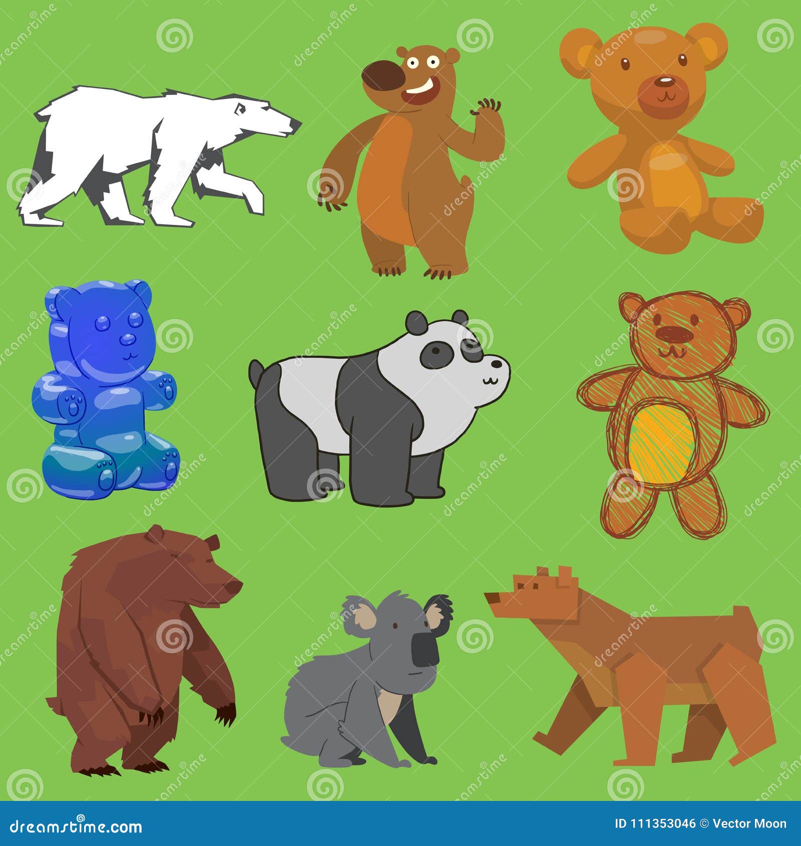 Vector Bear Set Wild Animal Different Style Flat, Handdraw, Cartoon Wild Angry Brown, Grizzly, Cute Panda and Polar Bear Stock Vector - Illustration of design, grizzly: 111353046 Vector Bear Set Wild Animal Different Style Flat, Handdraw, Cartoon Wild Angry Brown, Grizzly, Cute Panda and Polar Bear Stock Vector - Illustration of design, grizzly: 111353046