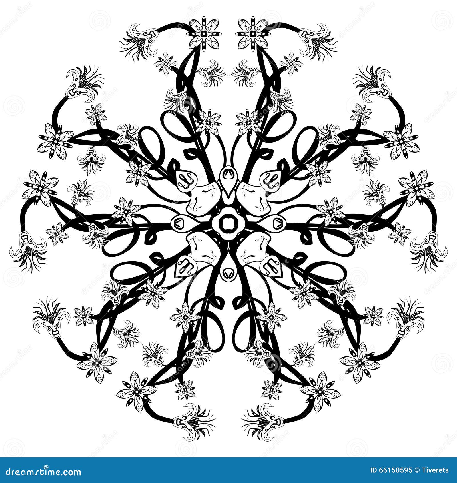 Vector Beautiful Deco Black Floral Mandala Stock Vector - Illustration