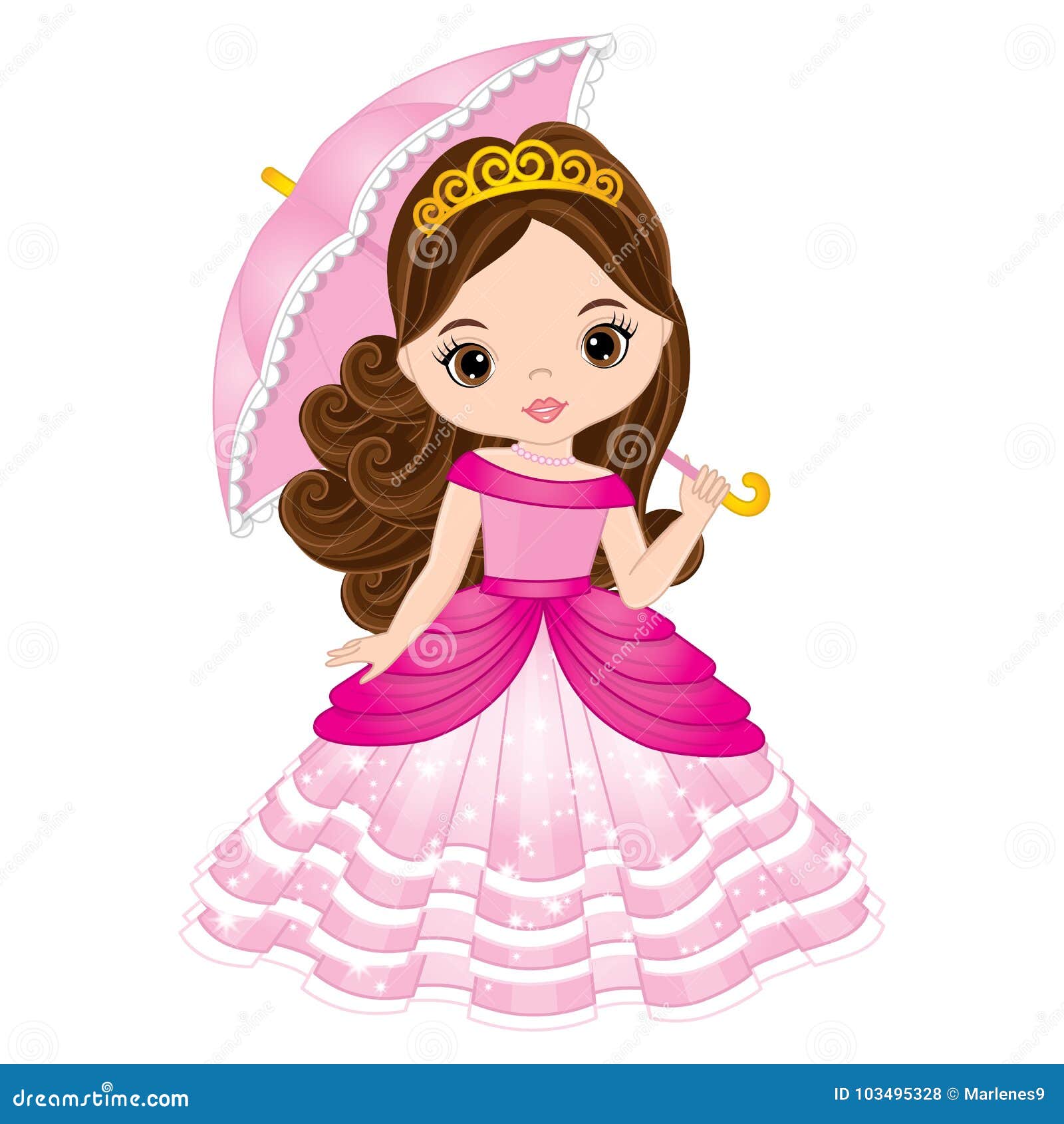 Pink Princess Dress Cartoon