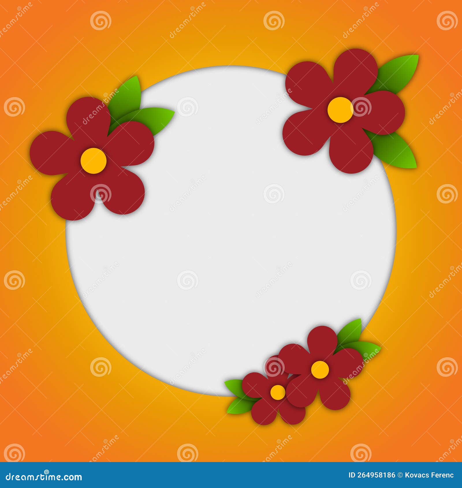 Vector - Beautiful Spring Flowers Orange Background Stock Vector
