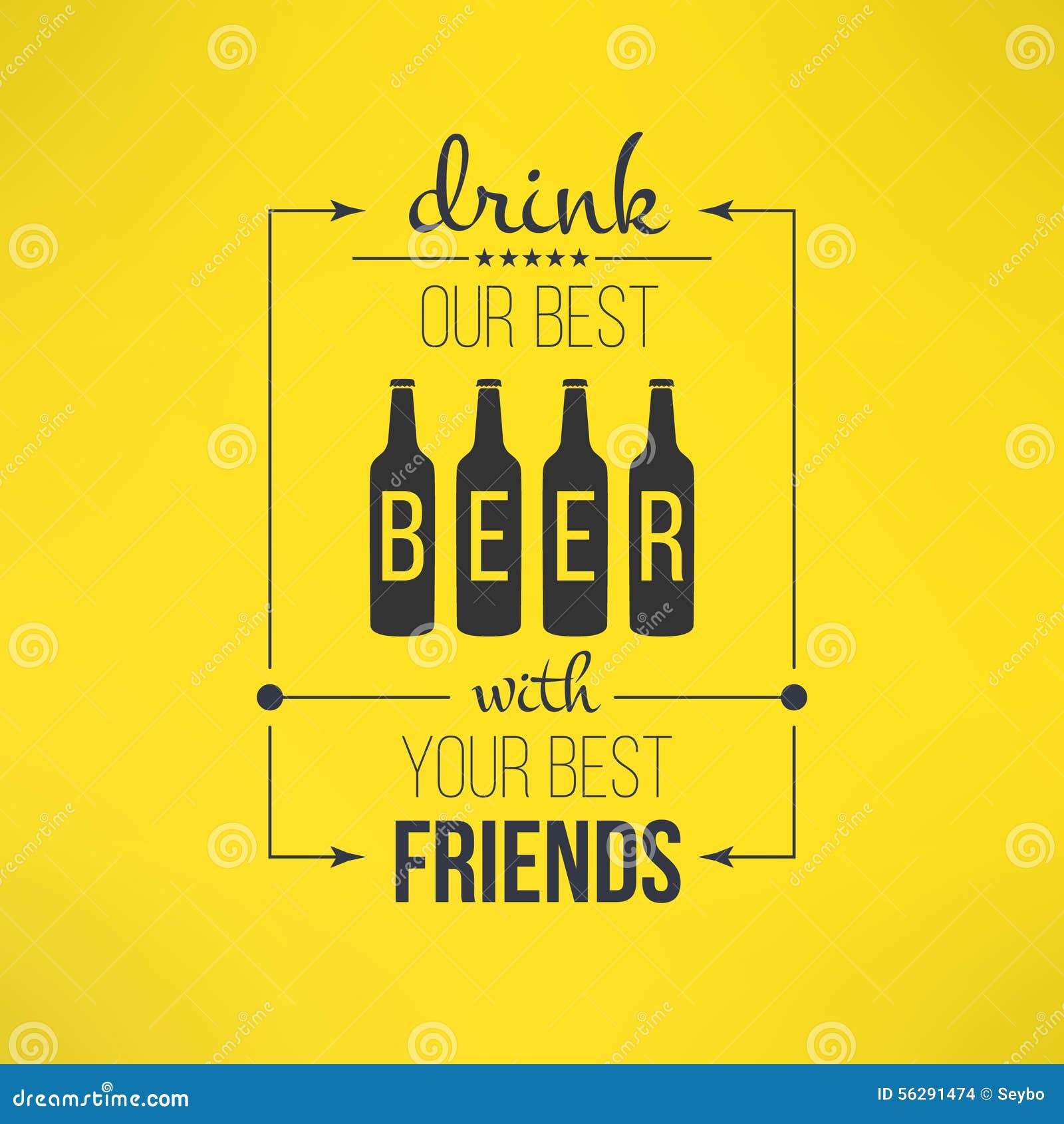 Vector Beer with Friends Quote Typographical Stock Vector