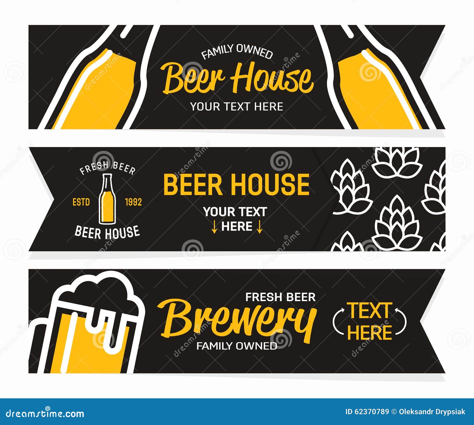 Vector Beer Horizontal Vintage Banners Stock Vector Illustration of banner, beer 62370789