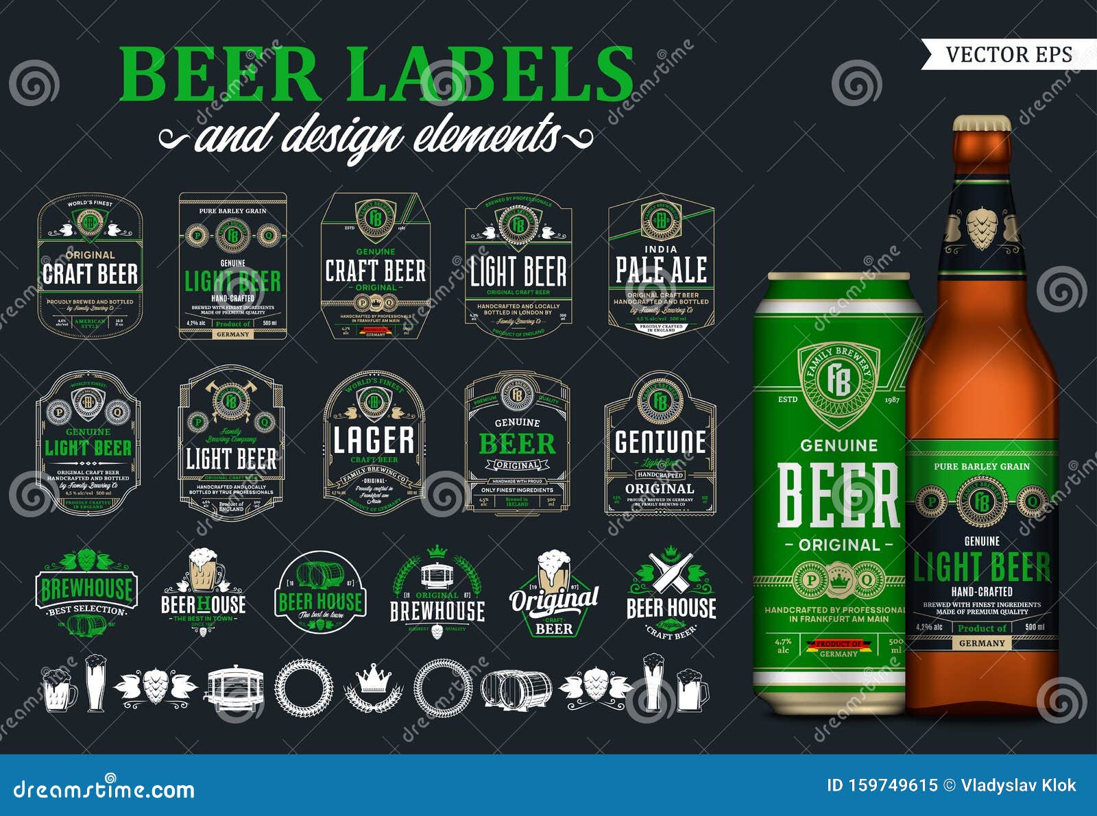  beer labels, badges, icons and  s