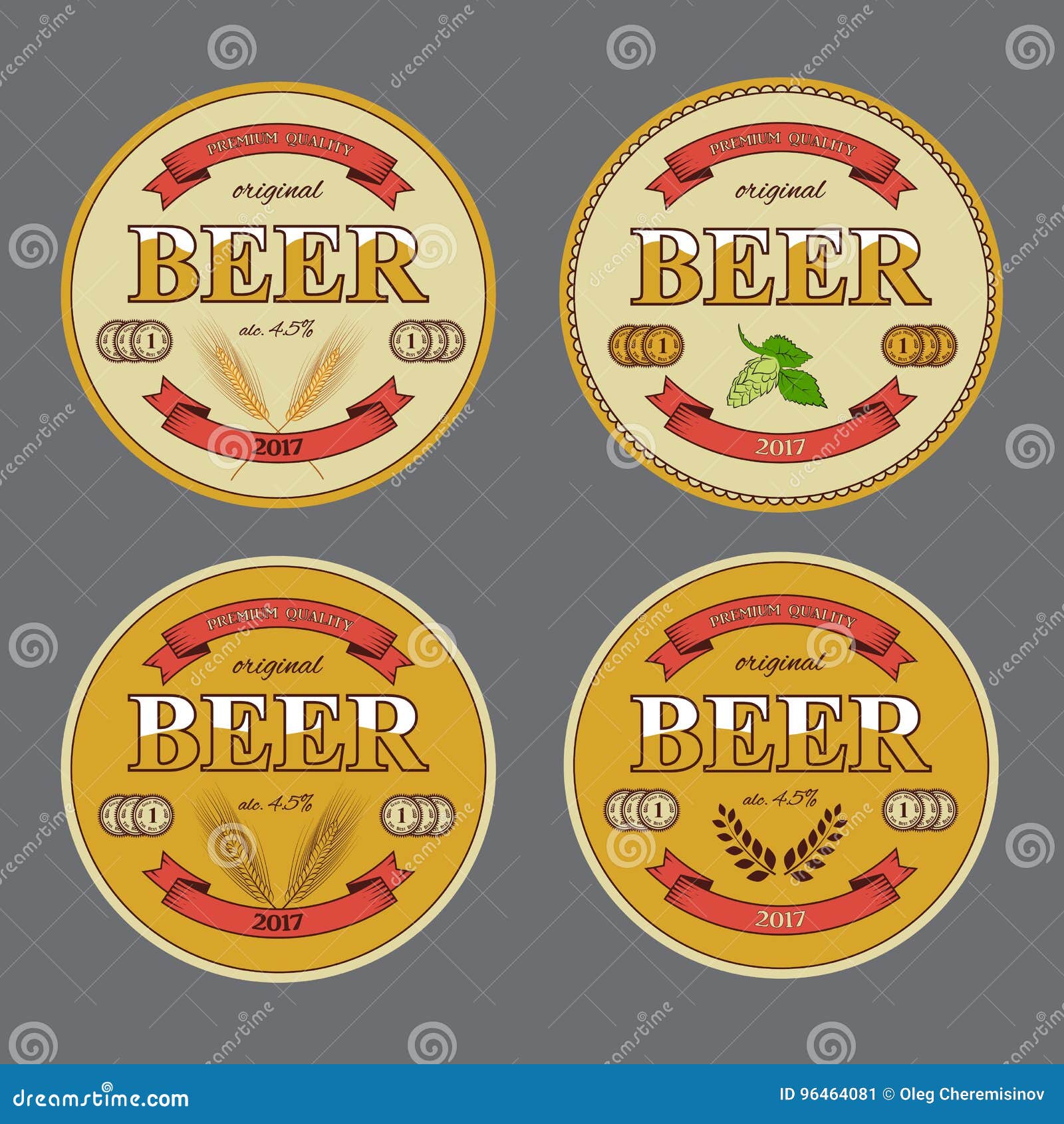 Vector Beer Mat Templates. Set of Round Beer Mats. Stock Vector