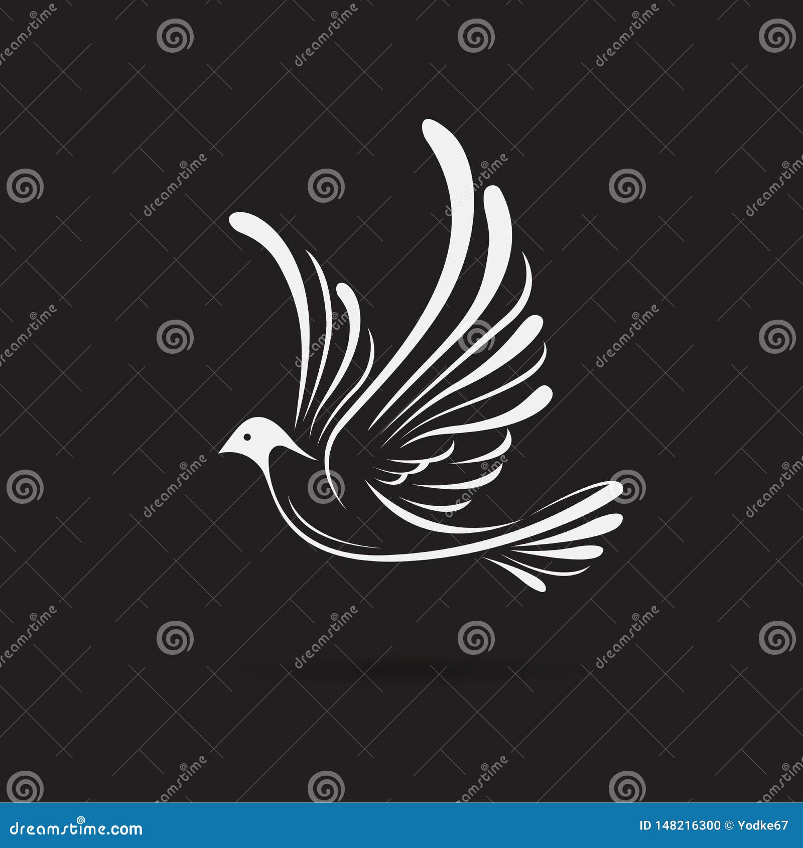  of birdsdove  on a black background,. wild animals. bird logo or icon. easy editable layered  