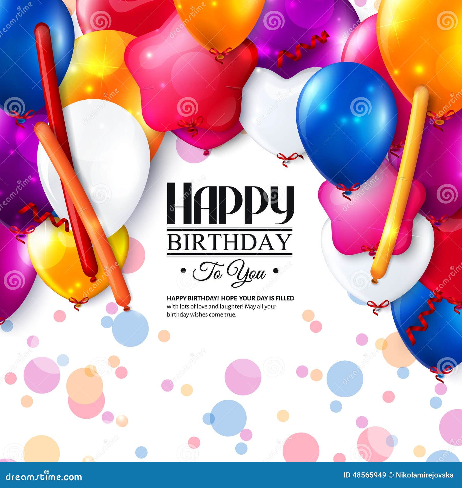Vector Birthday Card With Balloons And Confetti. RoyaltyFree Stock