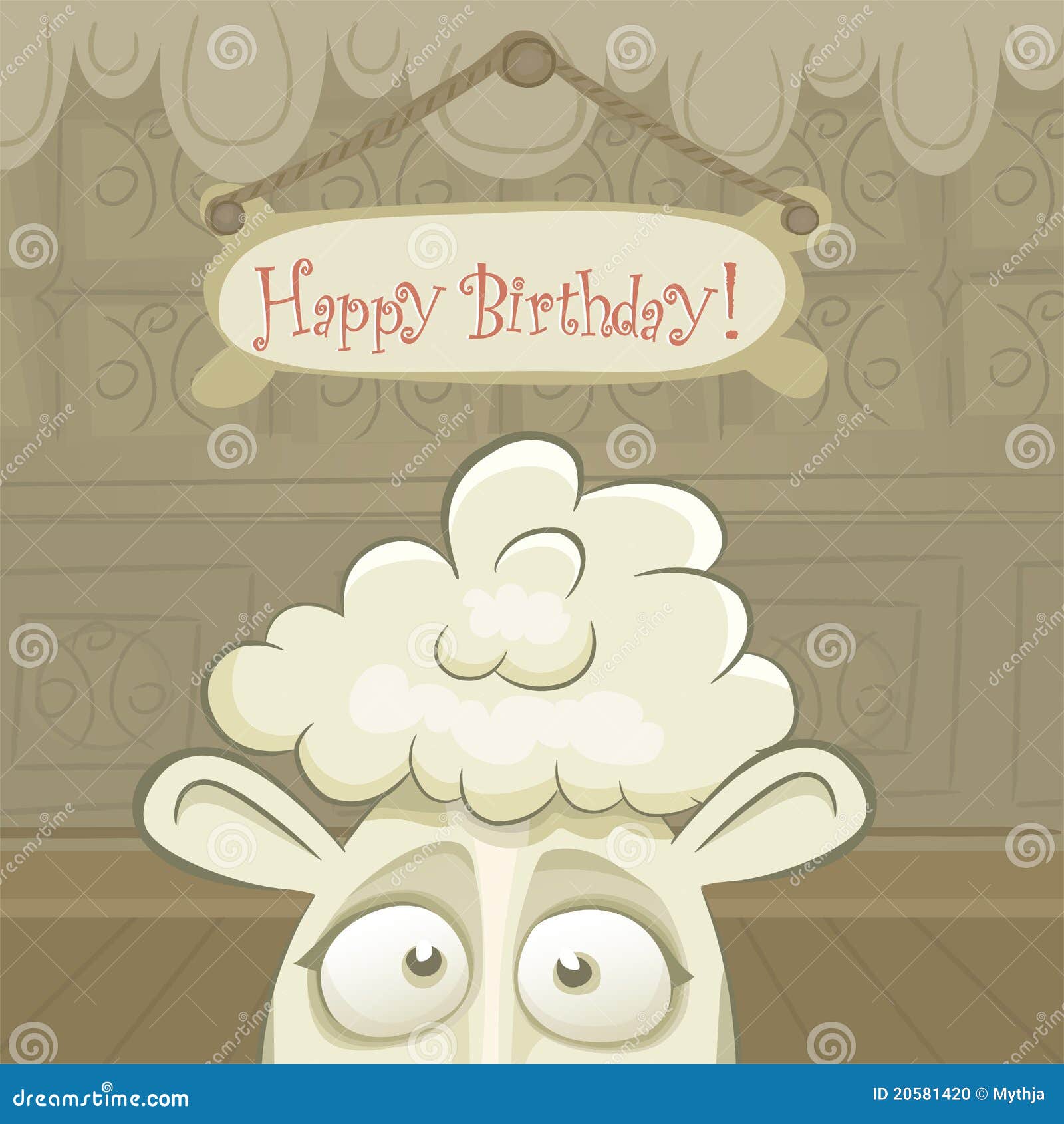 Vector Birthday Card With Funny Sheep Stock Vector - Image 