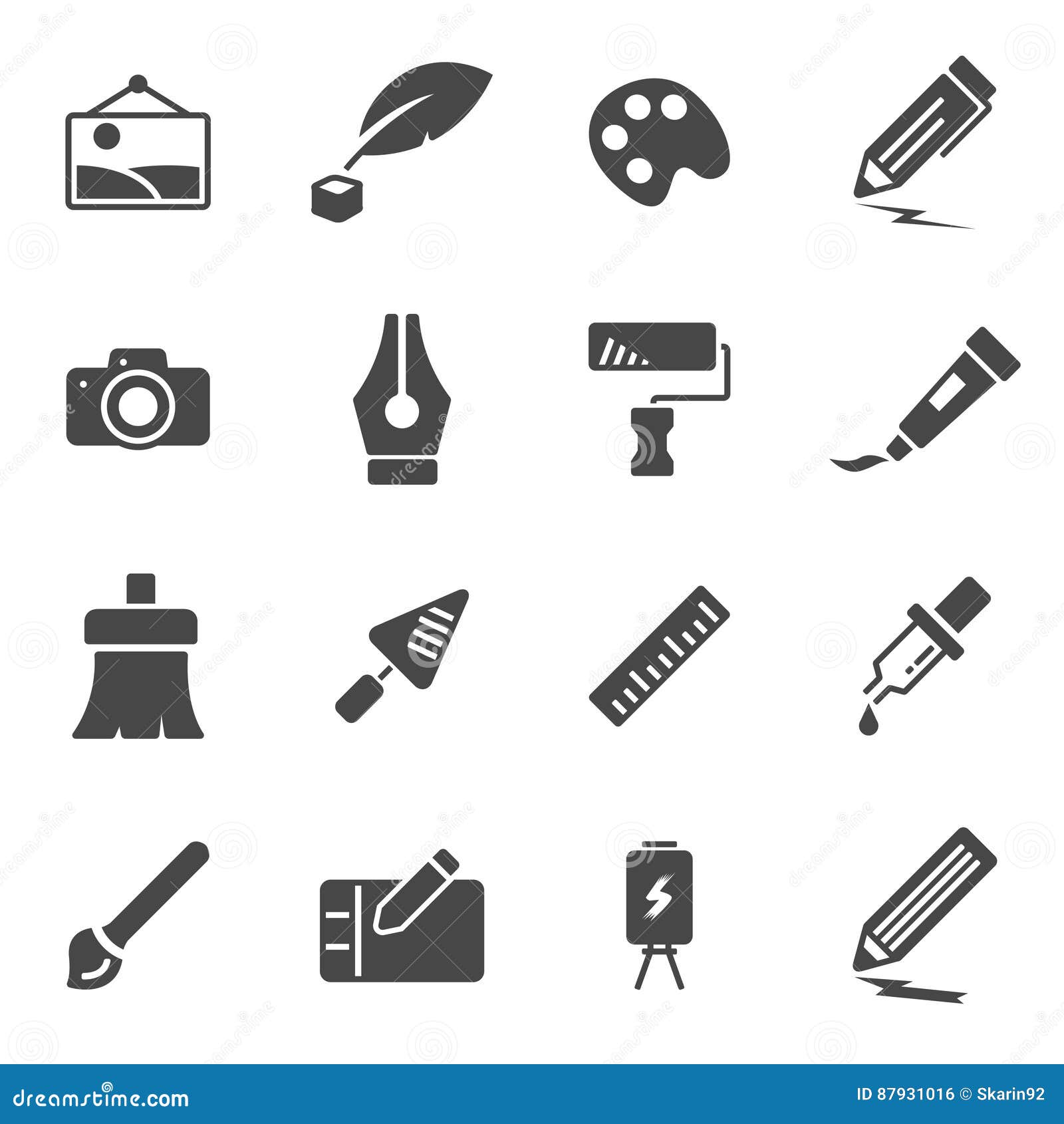 Vector black art icons set stock illustration. Illustration of design